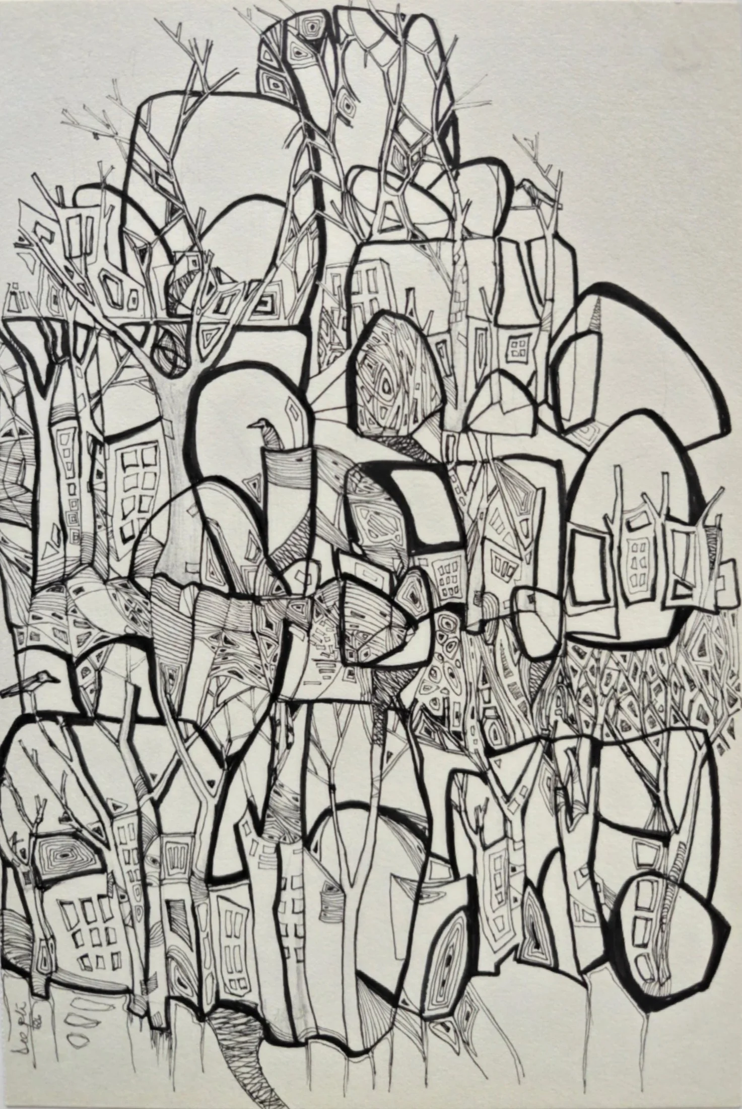 Rebirth #6 — pen and ink on paper by Deepti Nair