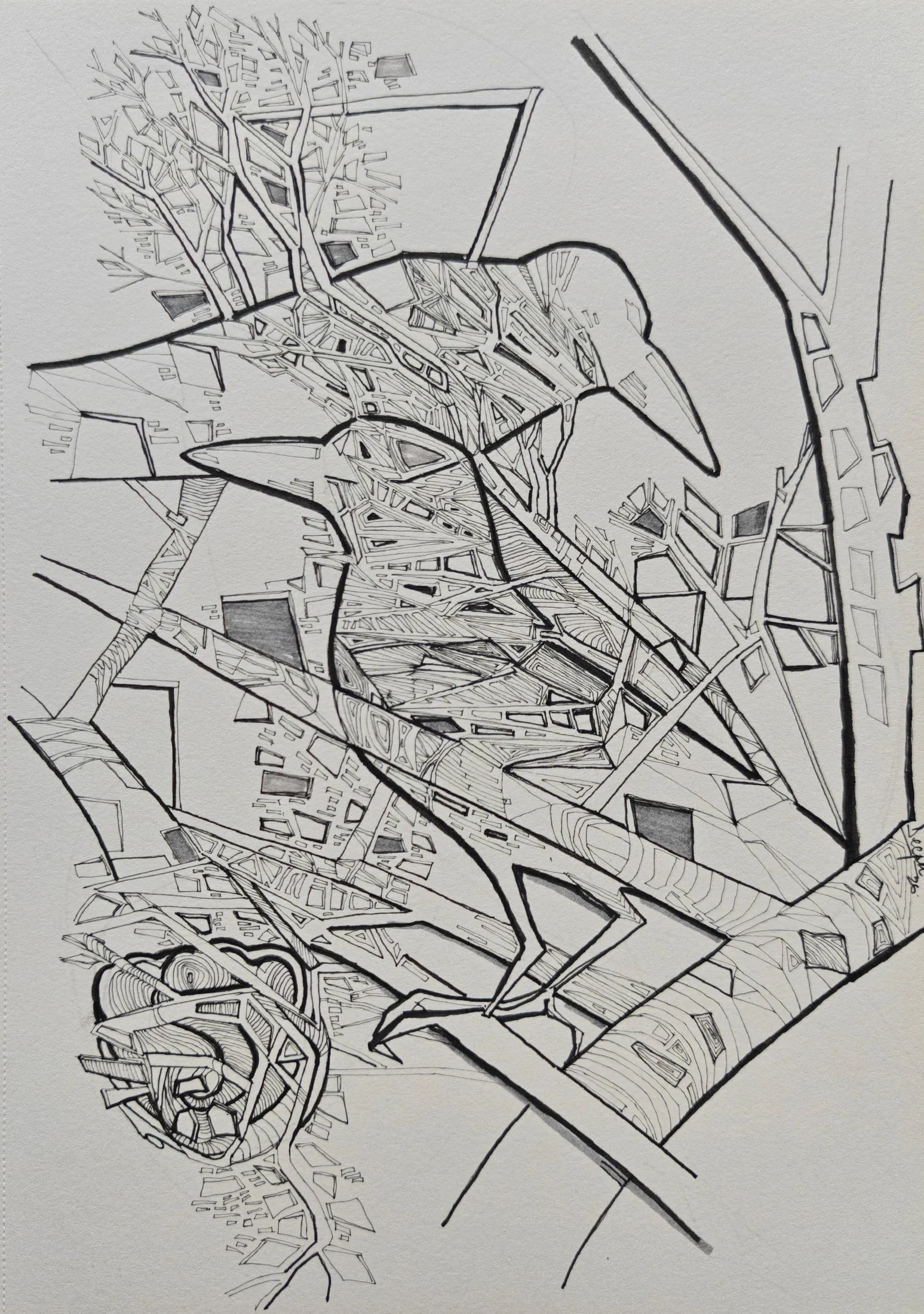 Rebirth #19 — pen and ink on paper by Deepti Nair