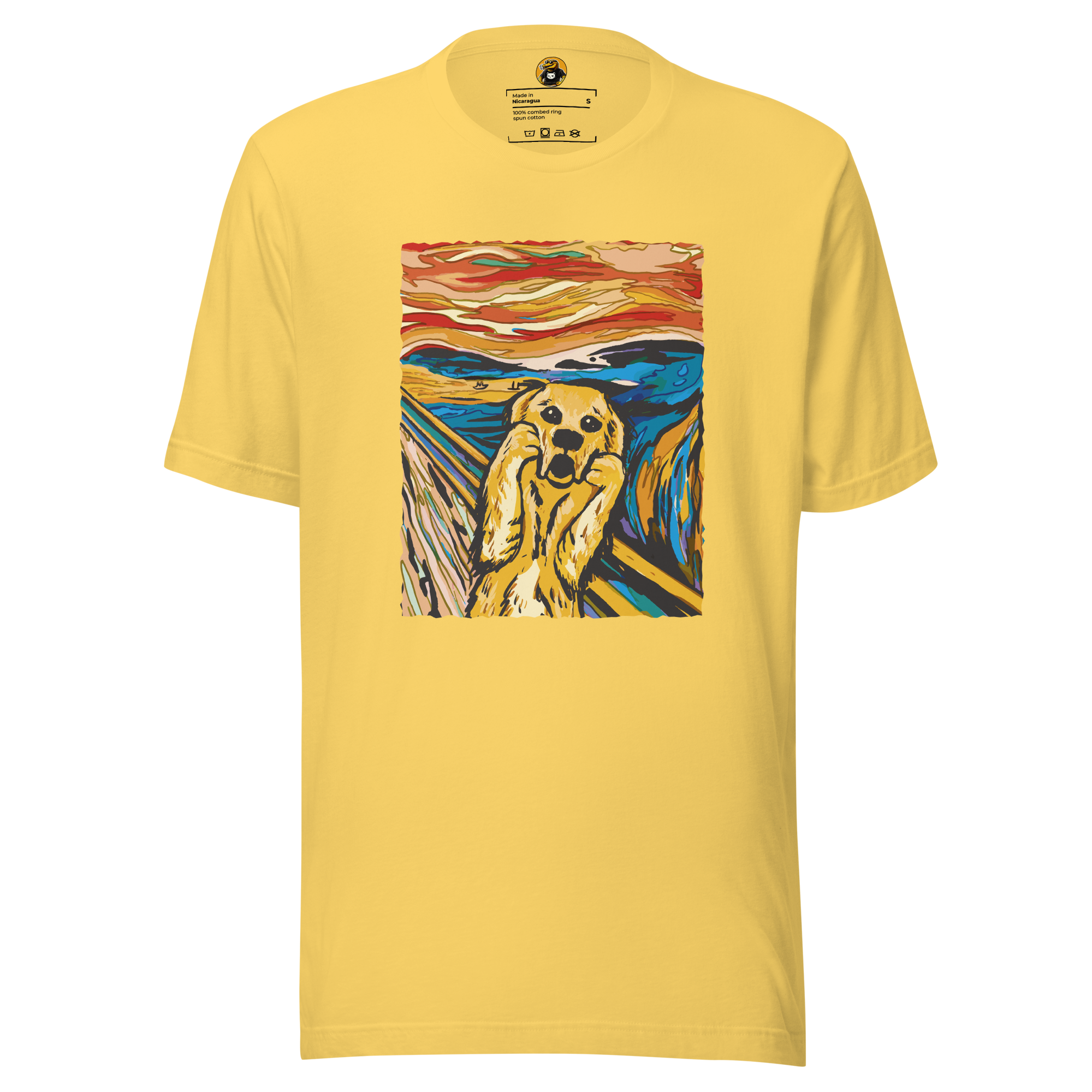The Woof Scream T-Shirt: Funny Golden Retriever Art Parody Tee