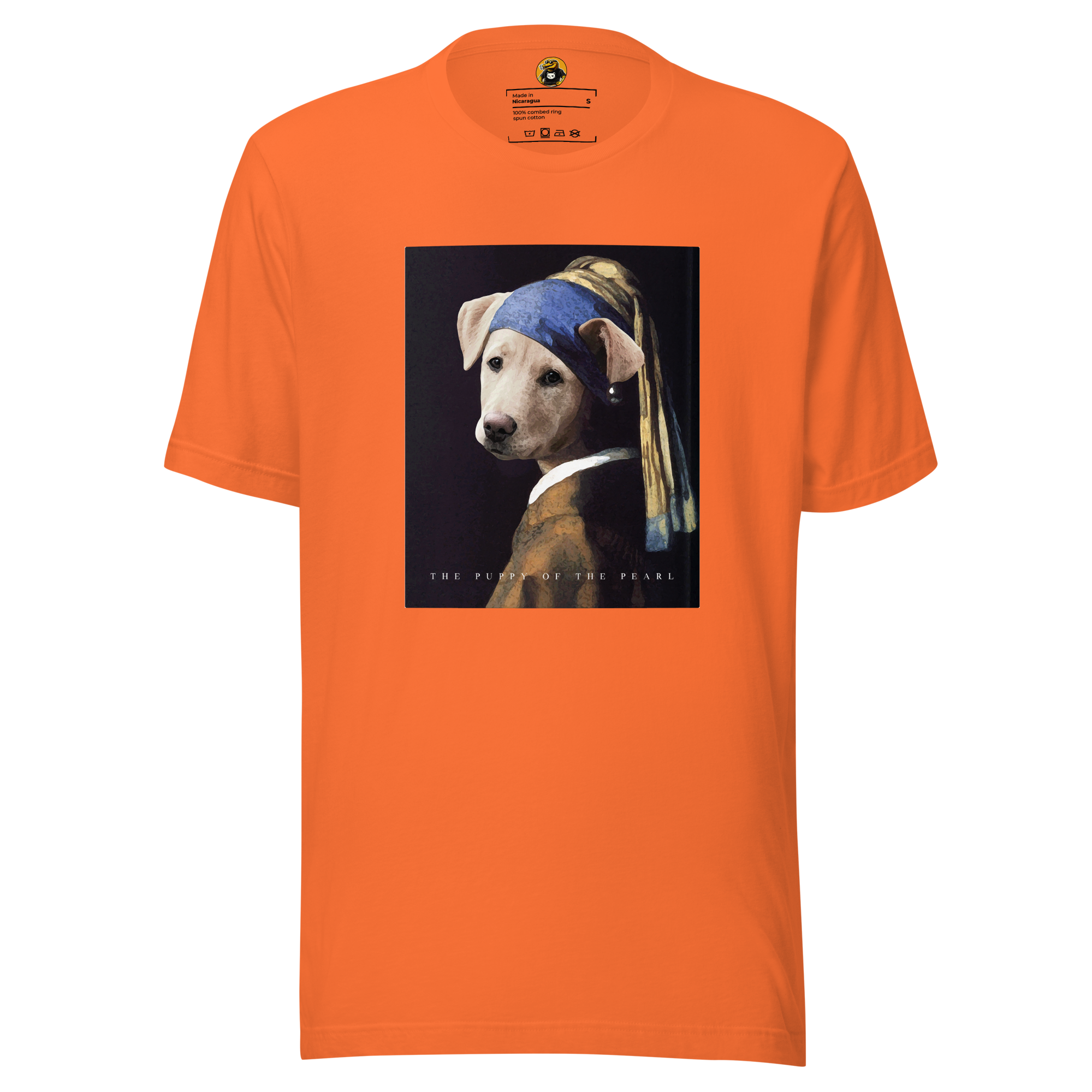 The Puppy of the Pearl T-Shirt: Vermeer Dog Art Parody Tee