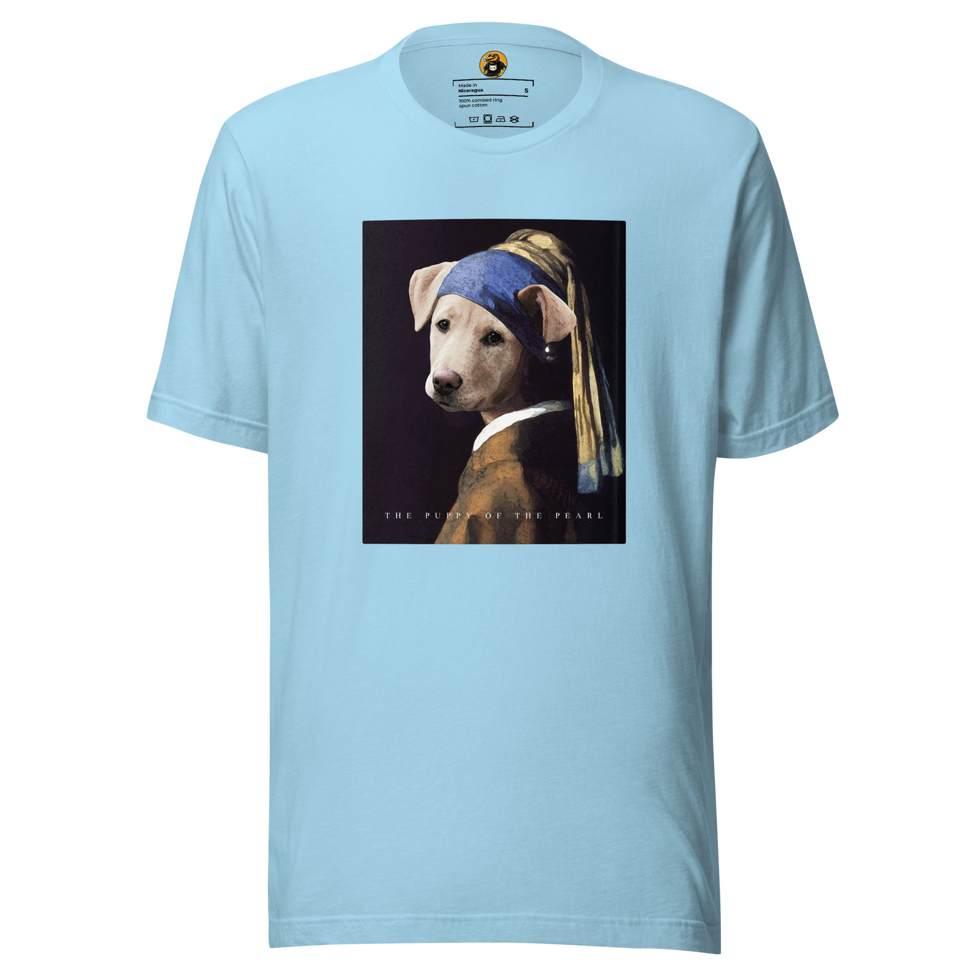 The Puppy of the Pearl T-Shirt: Vermeer Dog Art Parody Tee
