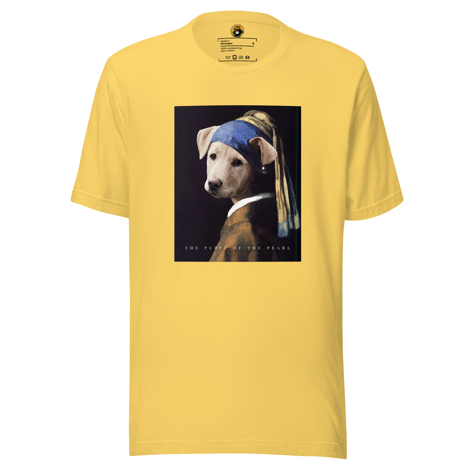 The Puppy of the Pearl T-Shirt: Vermeer Dog Art Parody Tee
