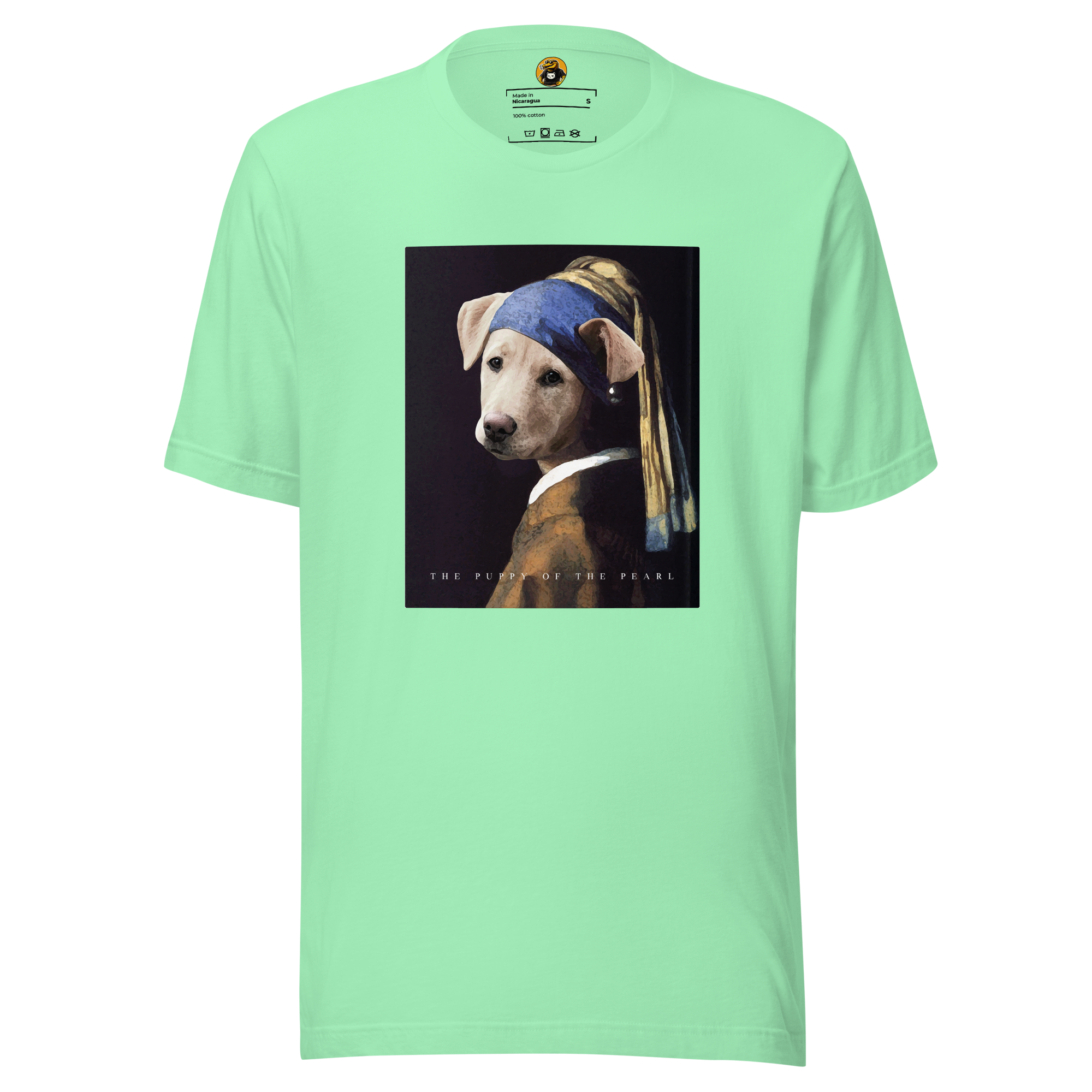 The Puppy of the Pearl T-Shirt: Vermeer Dog Art Parody Tee