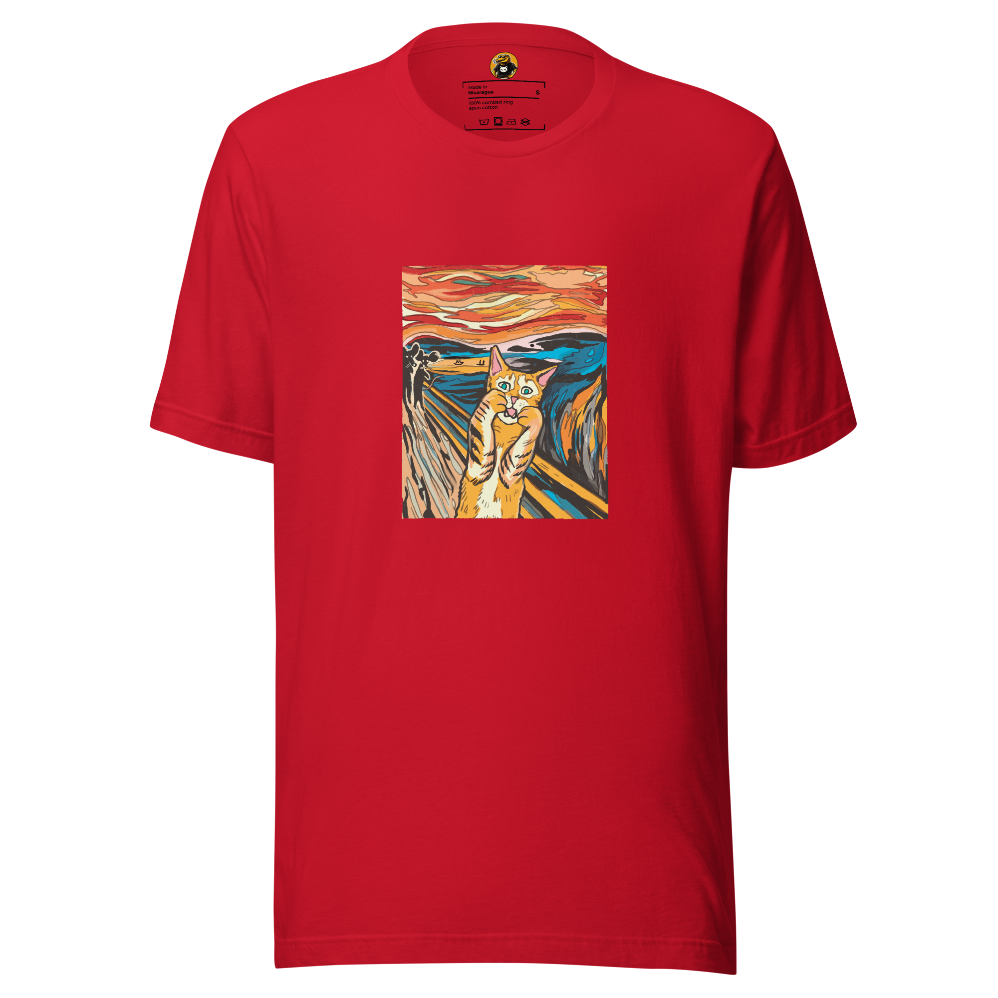 The Meow Scream T-Shirt: Funny Orange Cat Art Parody Tee