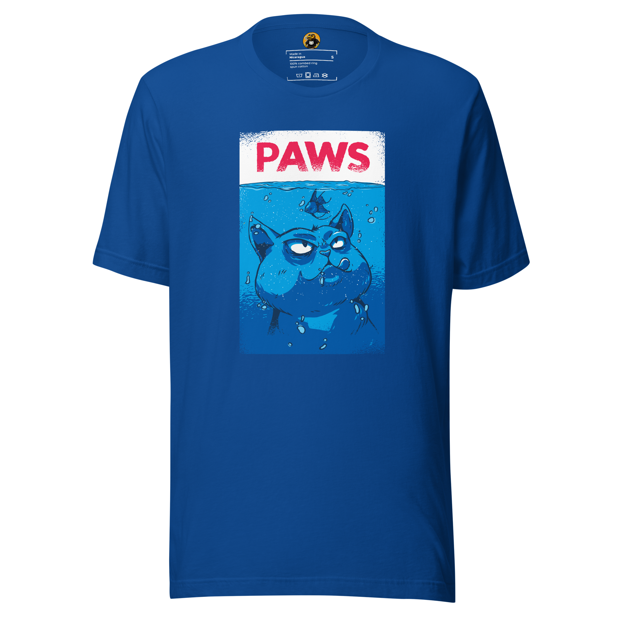 PAWS T-Shirt: Funny Cat Jaws Movie Poster Parody