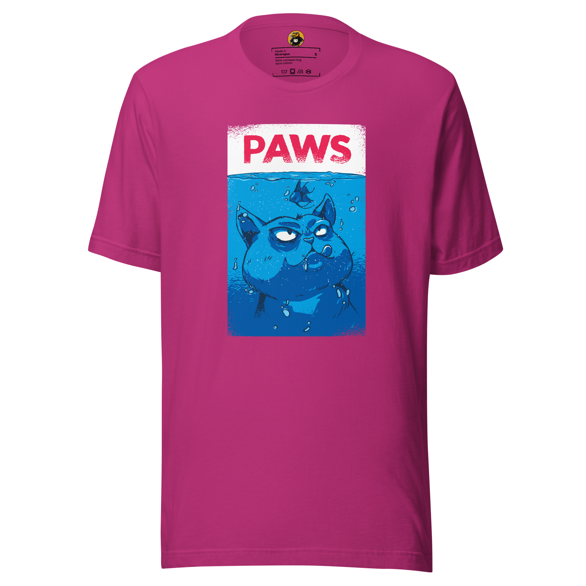 PAWS T-Shirt: Funny Cat Jaws Movie Poster Parody