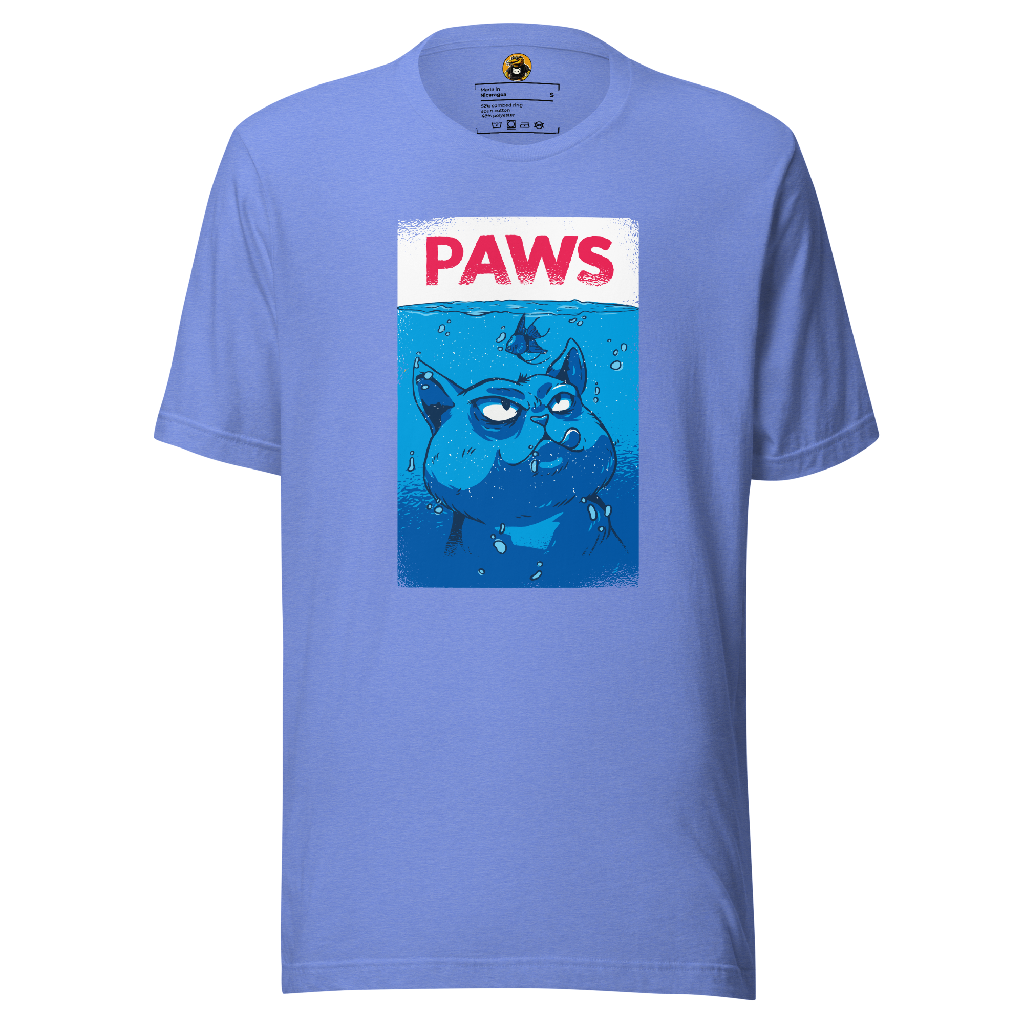 PAWS T-Shirt: Funny Cat Jaws Movie Poster Parody