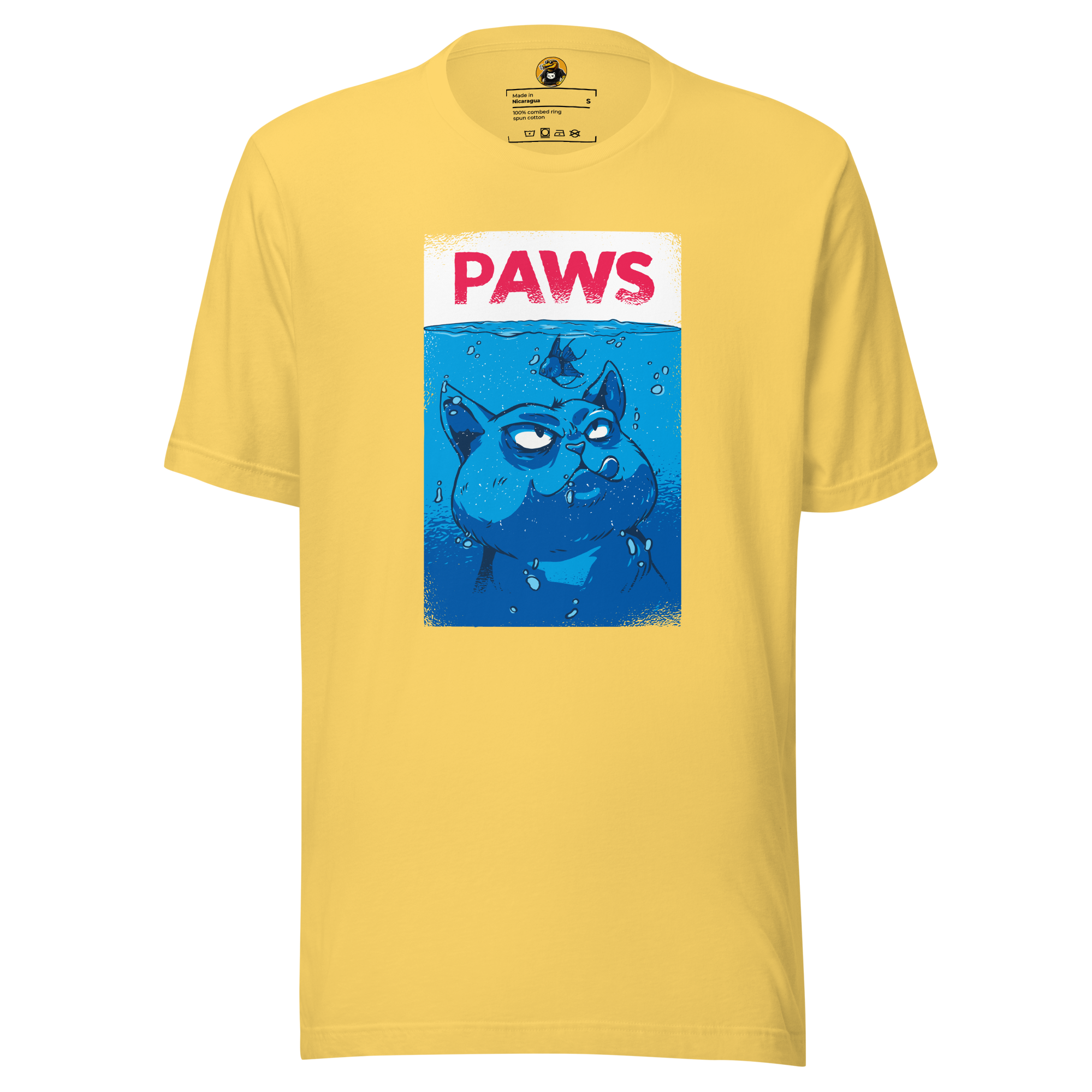 PAWS T-Shirt: Funny Cat Jaws Movie Poster Parody