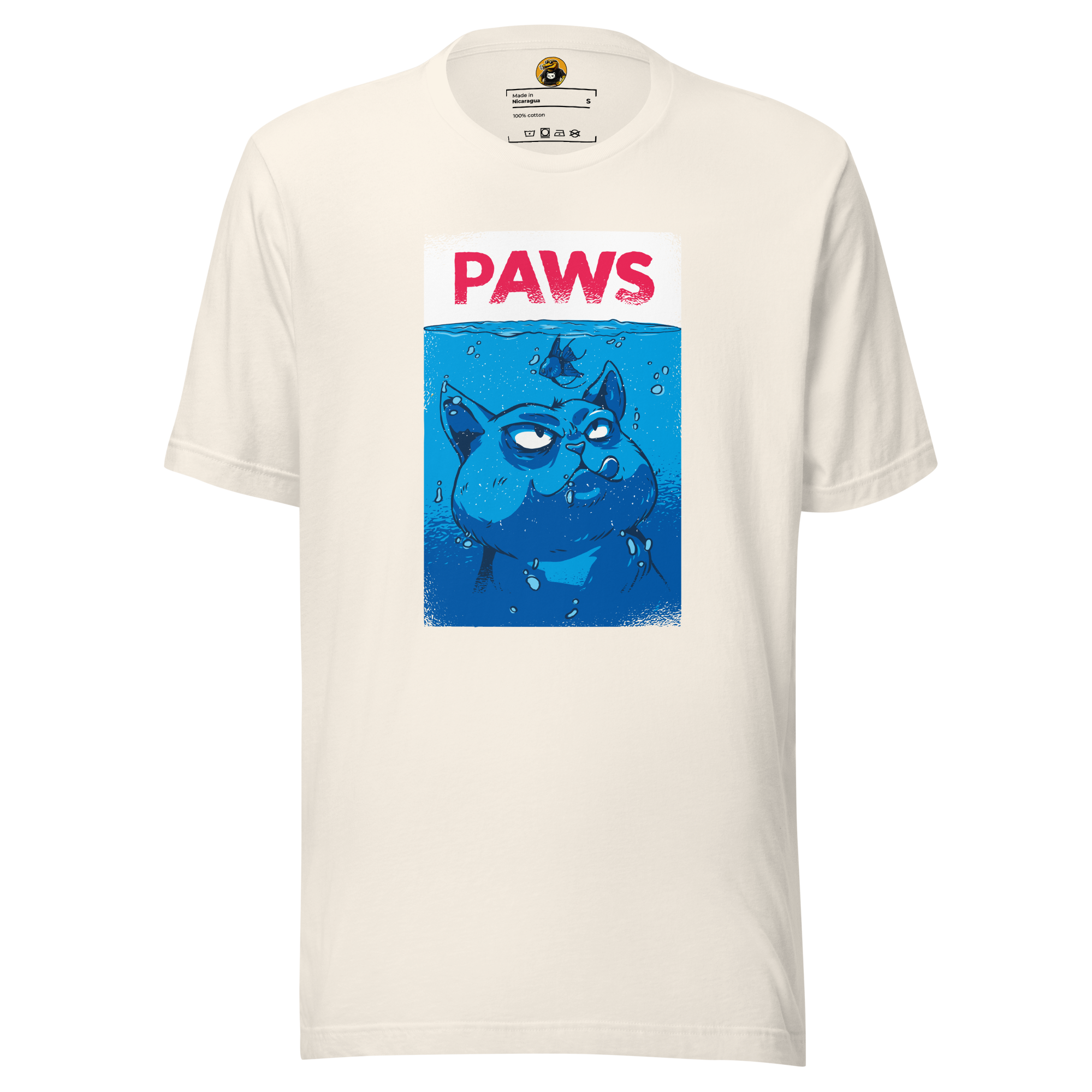 PAWS T-Shirt: Funny Cat Jaws Movie Poster Parody