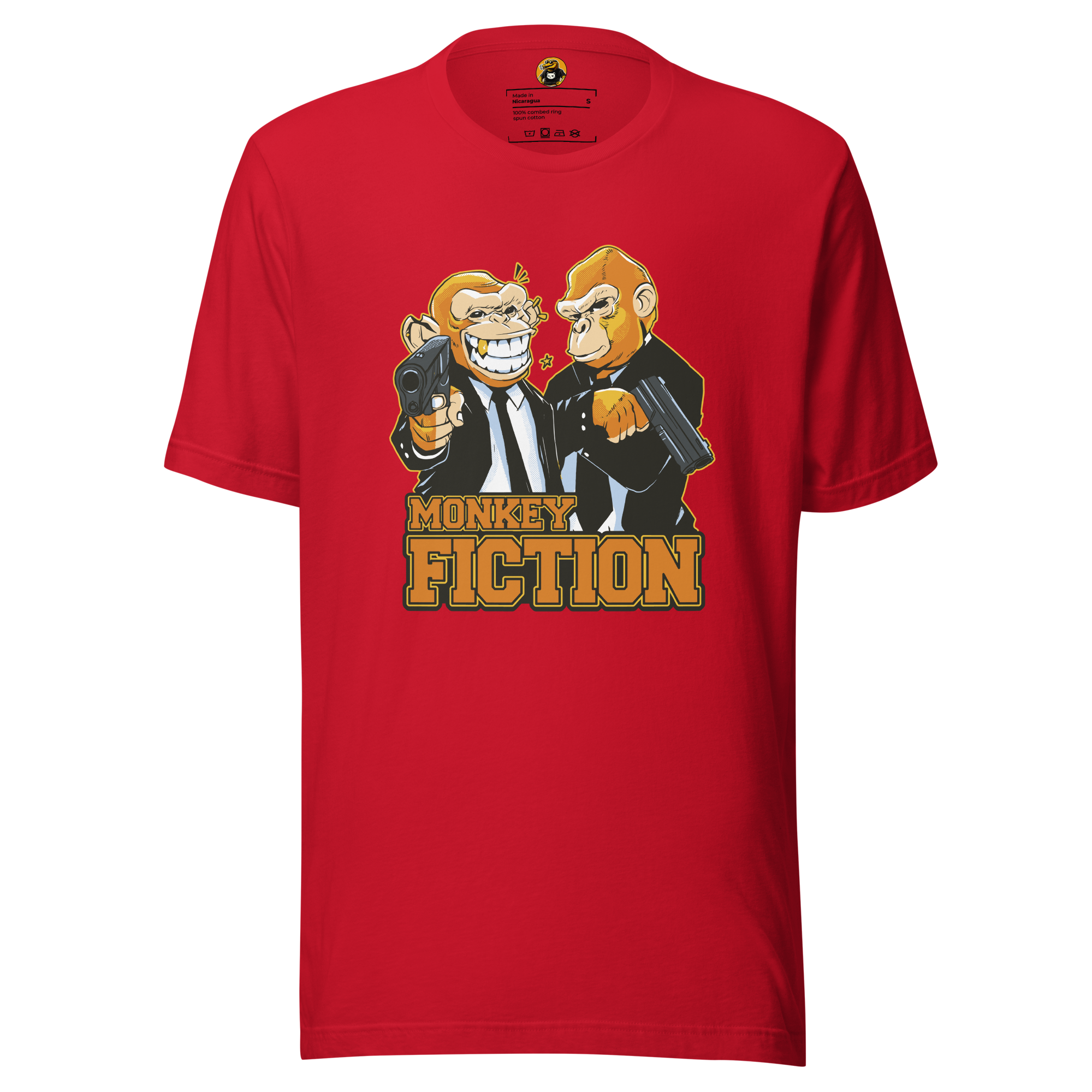 Monkey Fiction Pulp Parody Graphic Tee - Gangster Primate T-Shirt