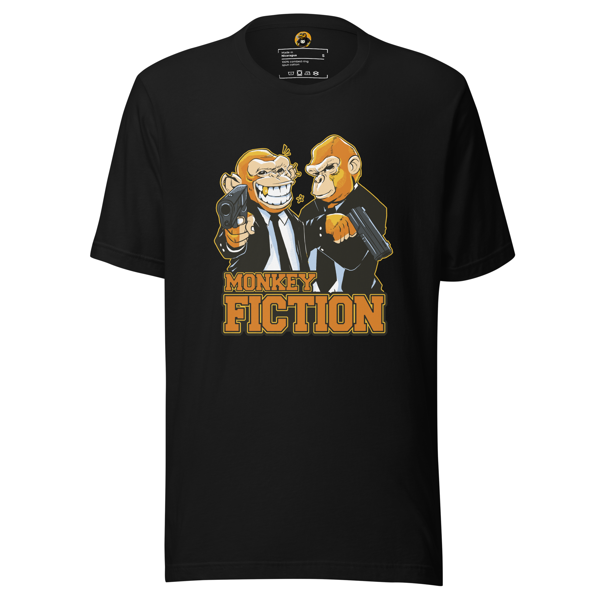Monkey Fiction Pulp Parody Graphic Tee - Gangster Primate T-Shirt