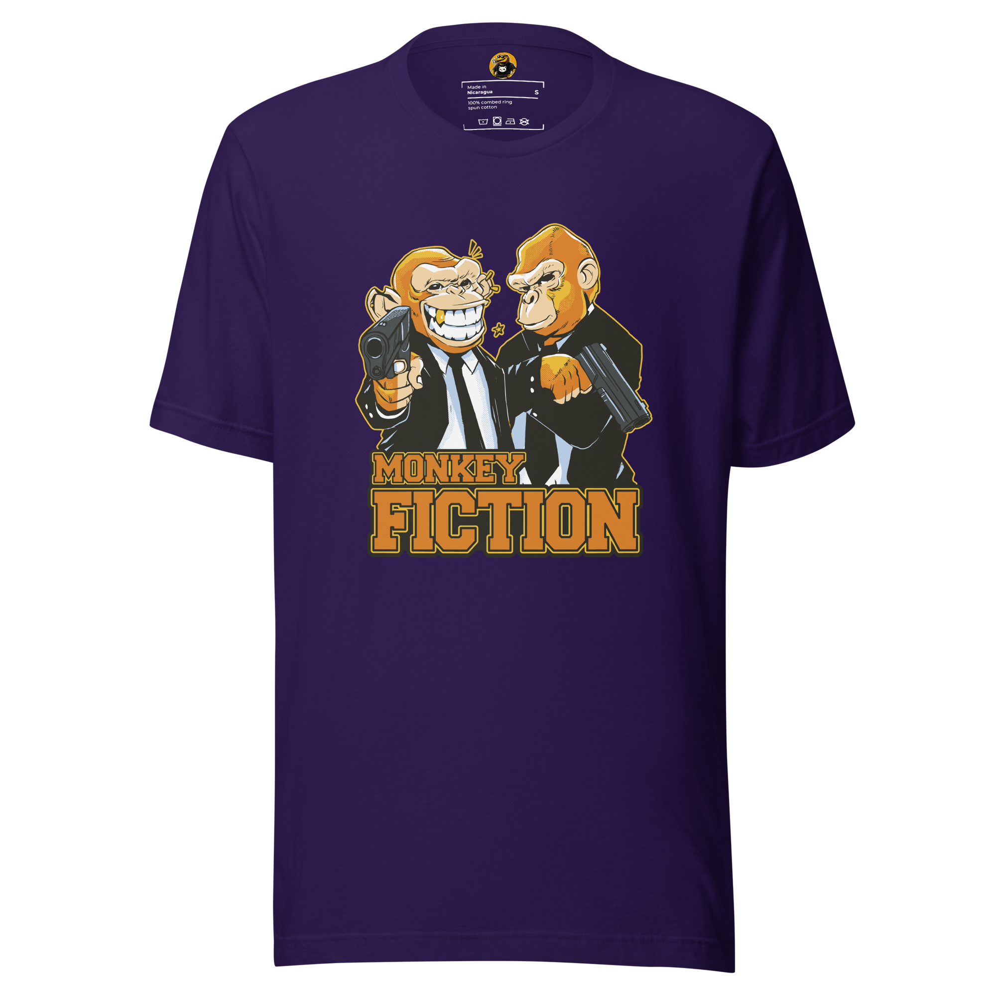 Monkey Fiction Pulp Parody Graphic Tee - Gangster Primate T-Shirt