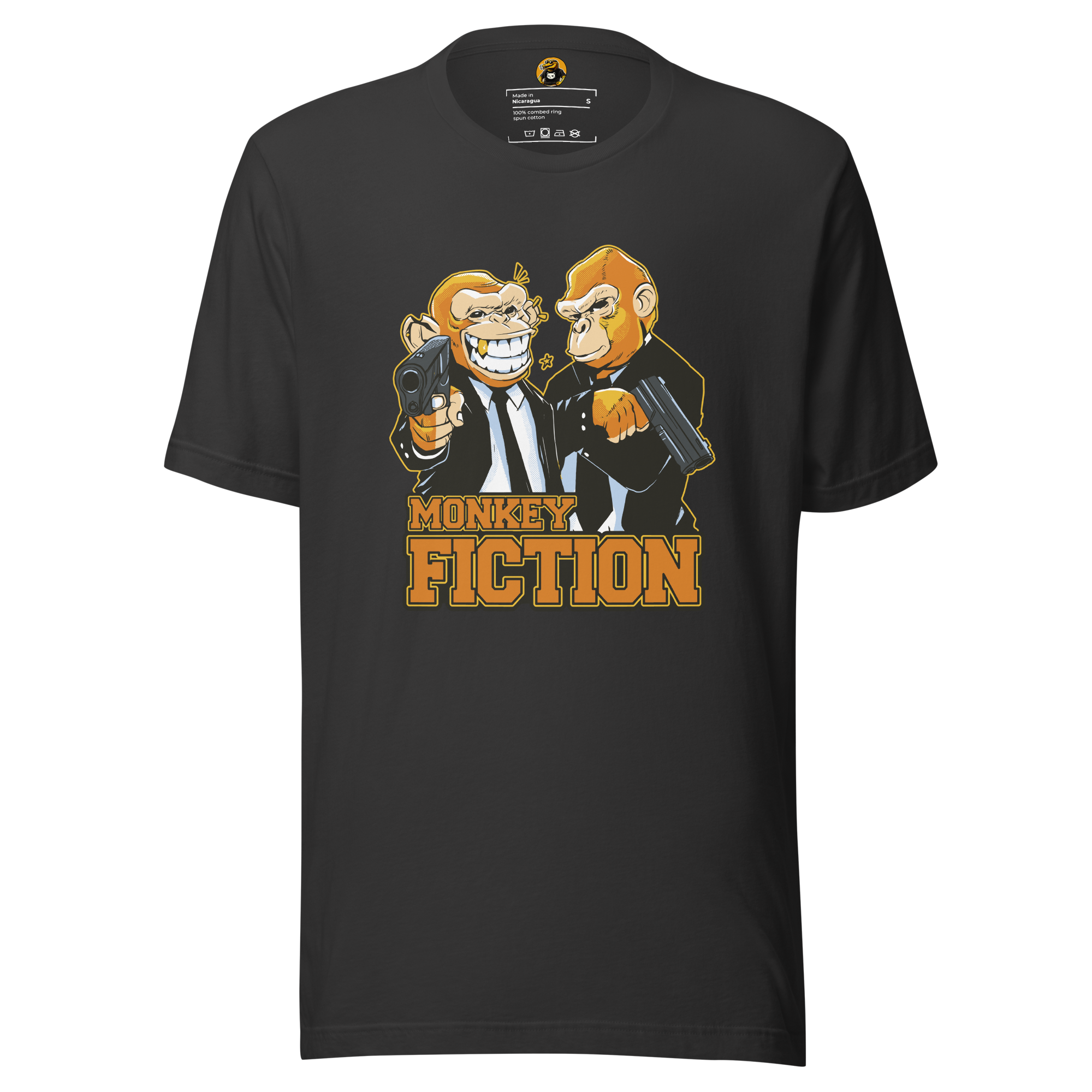 Monkey Fiction Pulp Parody Graphic Tee - Gangster Primate T-Shirt