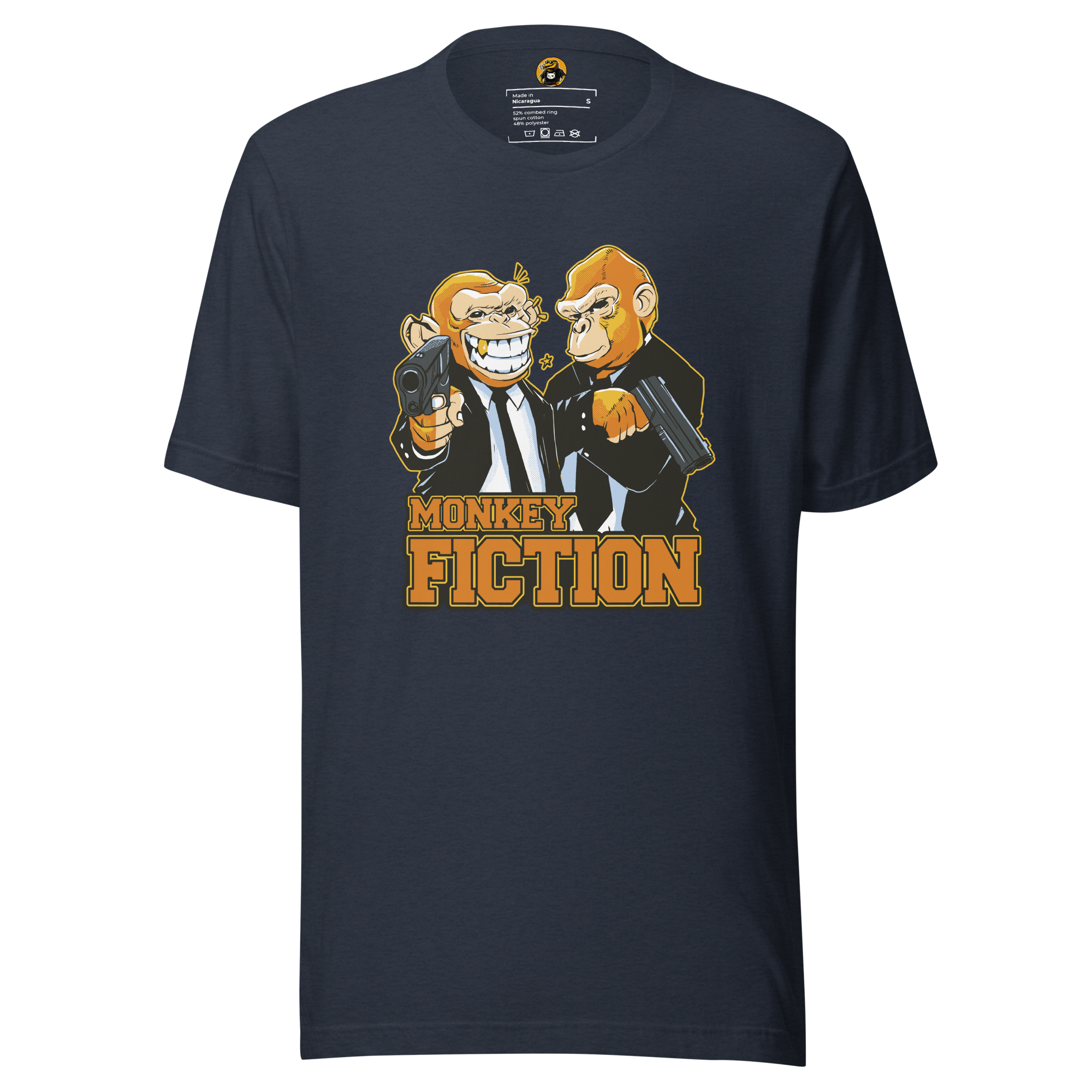 Monkey Fiction Pulp Parody Graphic Tee - Gangster Primate T-Shirt