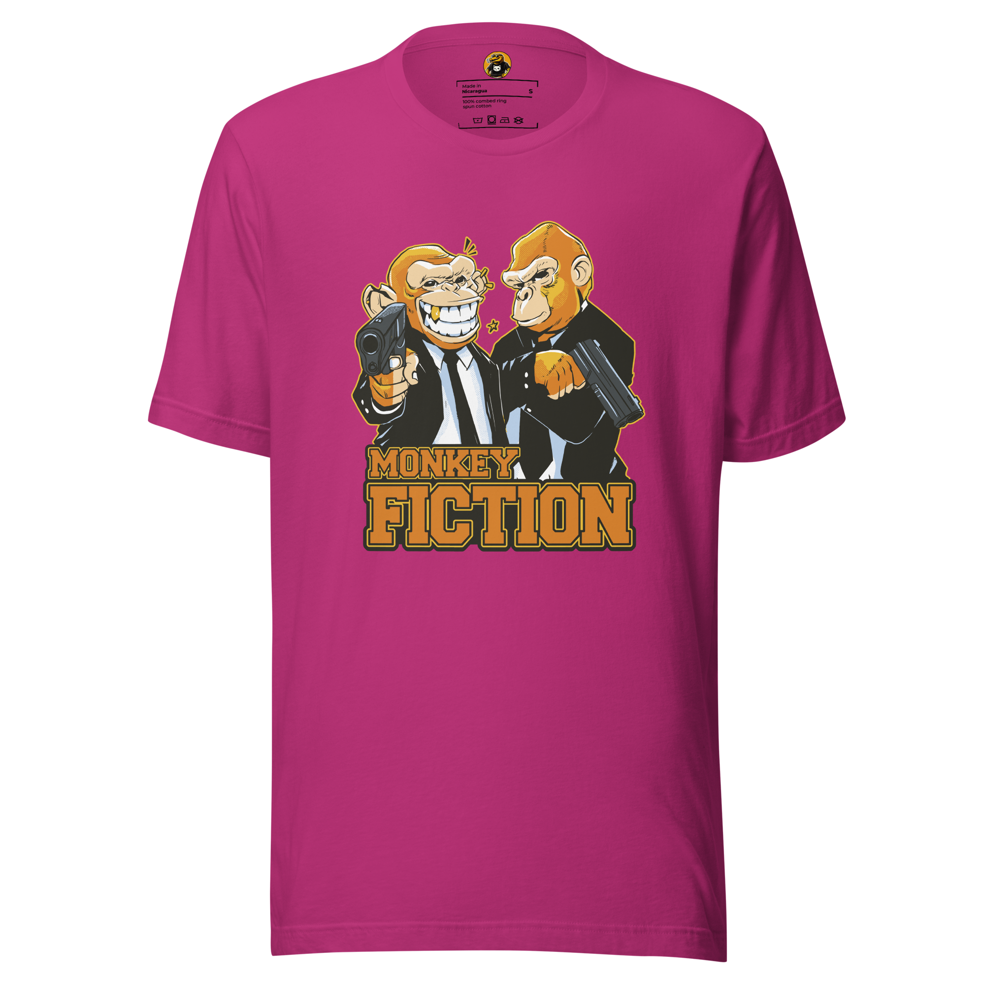 Monkey Fiction Pulp Parody Graphic Tee - Gangster Primate T-Shirt