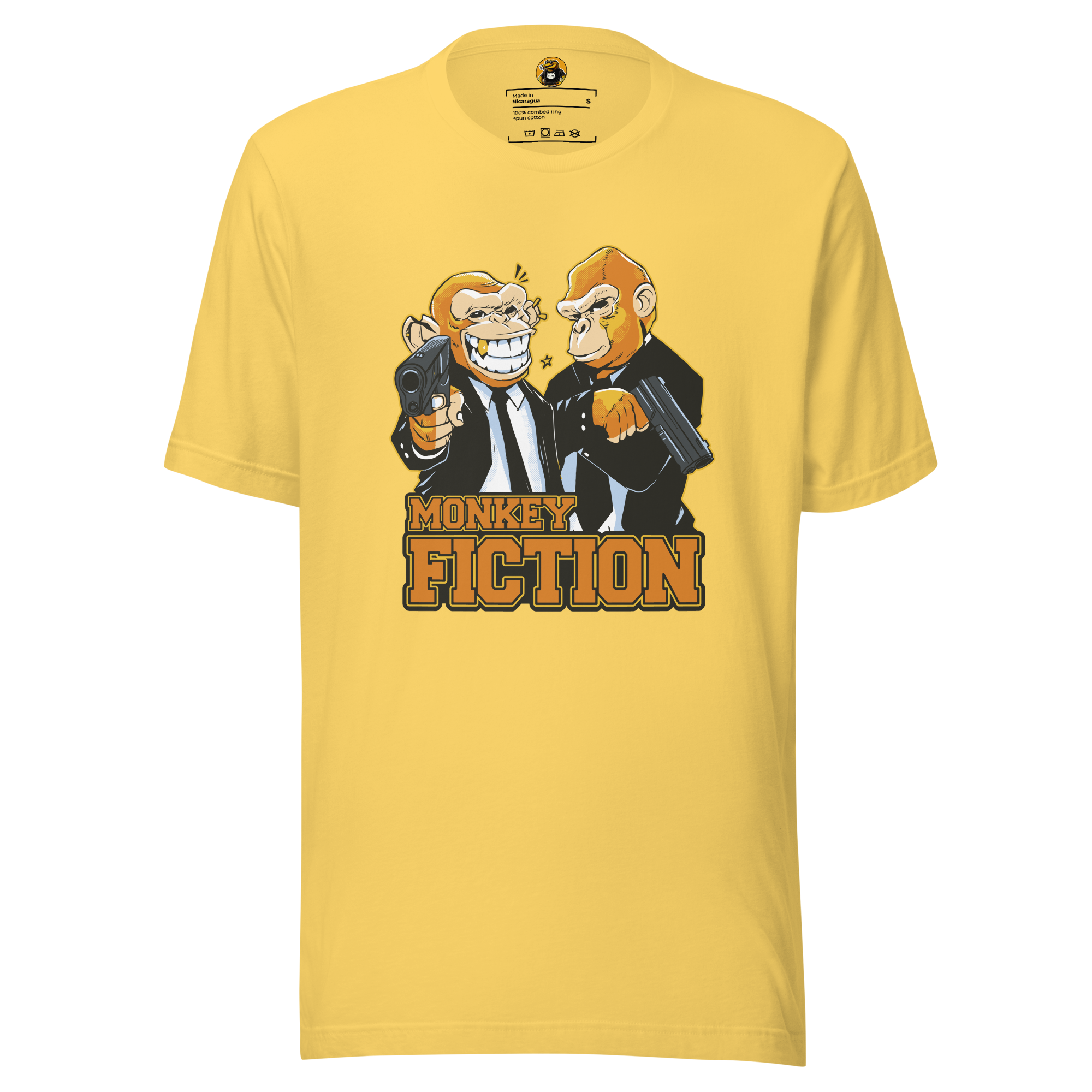 Monkey Fiction Pulp Parody Graphic Tee - Gangster Primate T-Shirt