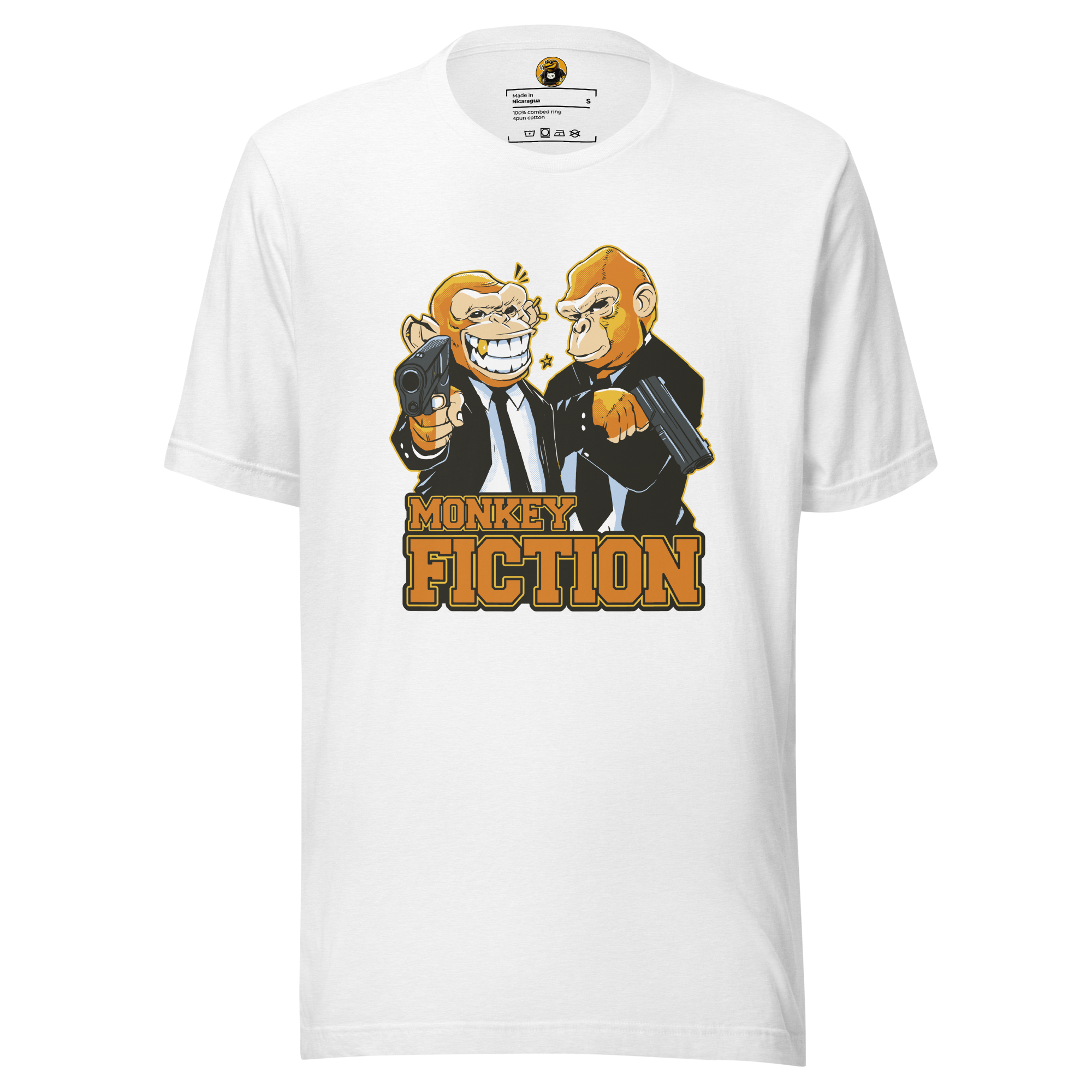 Monkey Fiction Pulp Parody Graphic Tee - Gangster Primate T-Shirt