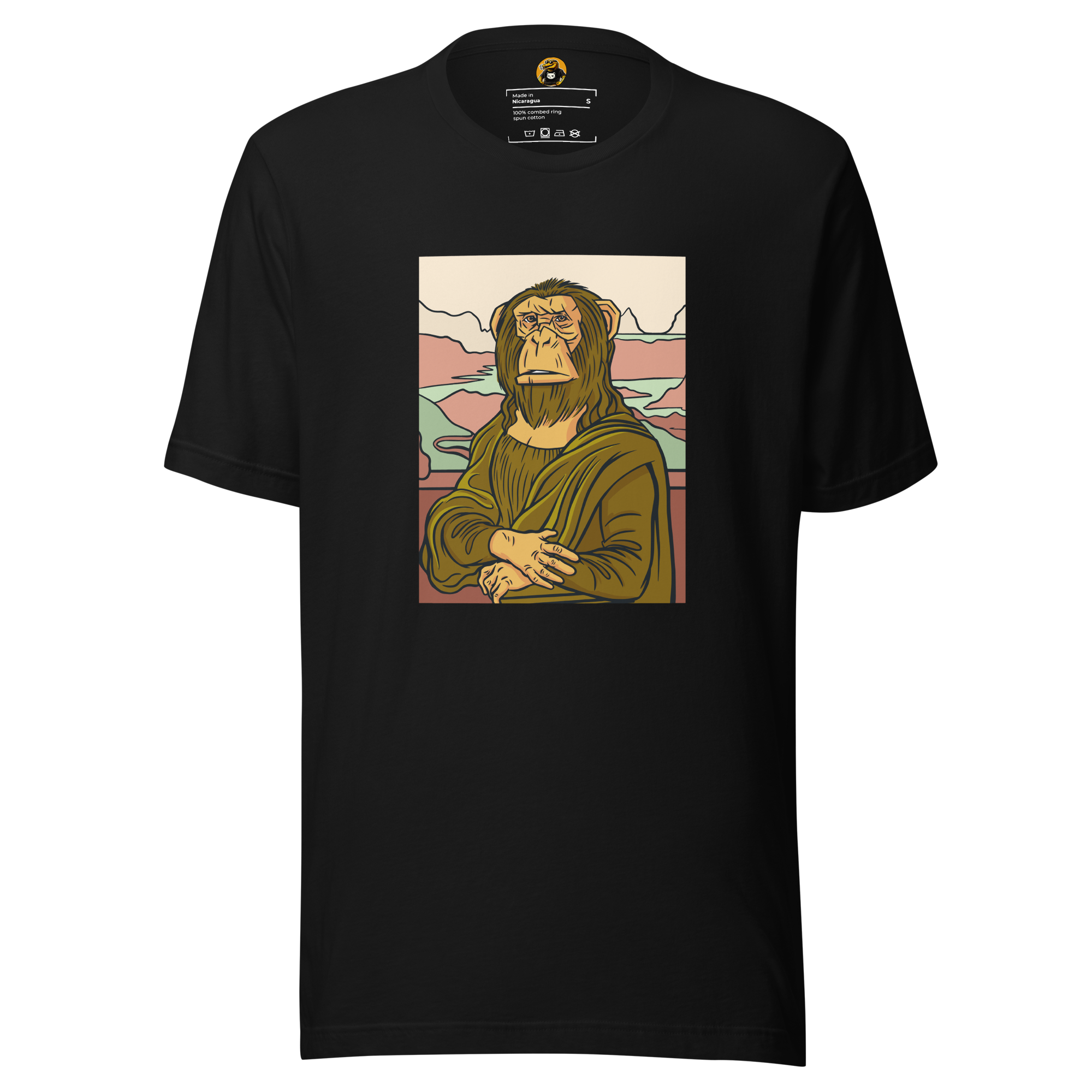 The Mona Monkey Art Parody - Classic Ape Masterpiece Graphic Tee