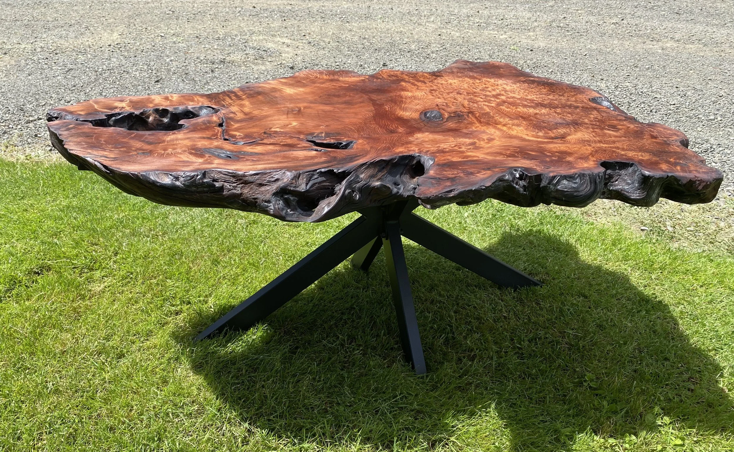 Flaming Redwood Burl Table