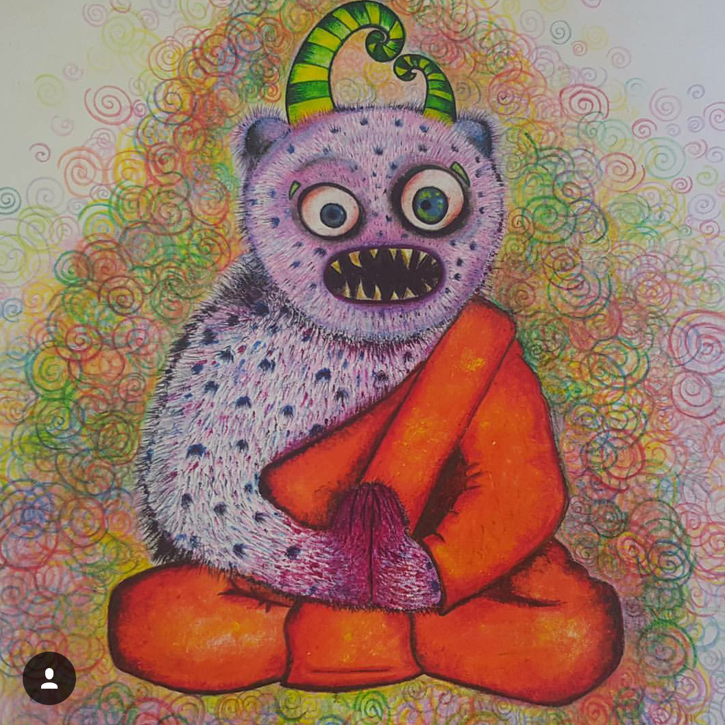 This is Ajahn Grrrmumble. He represents my Postural Orthostatic Tachycardia Syndrome. Why the weird name, and weird robes?… In Buddhism, many monks will go by the first name Ajahn, which translates as teacher. As my invisible cosmic zebra is my bigge