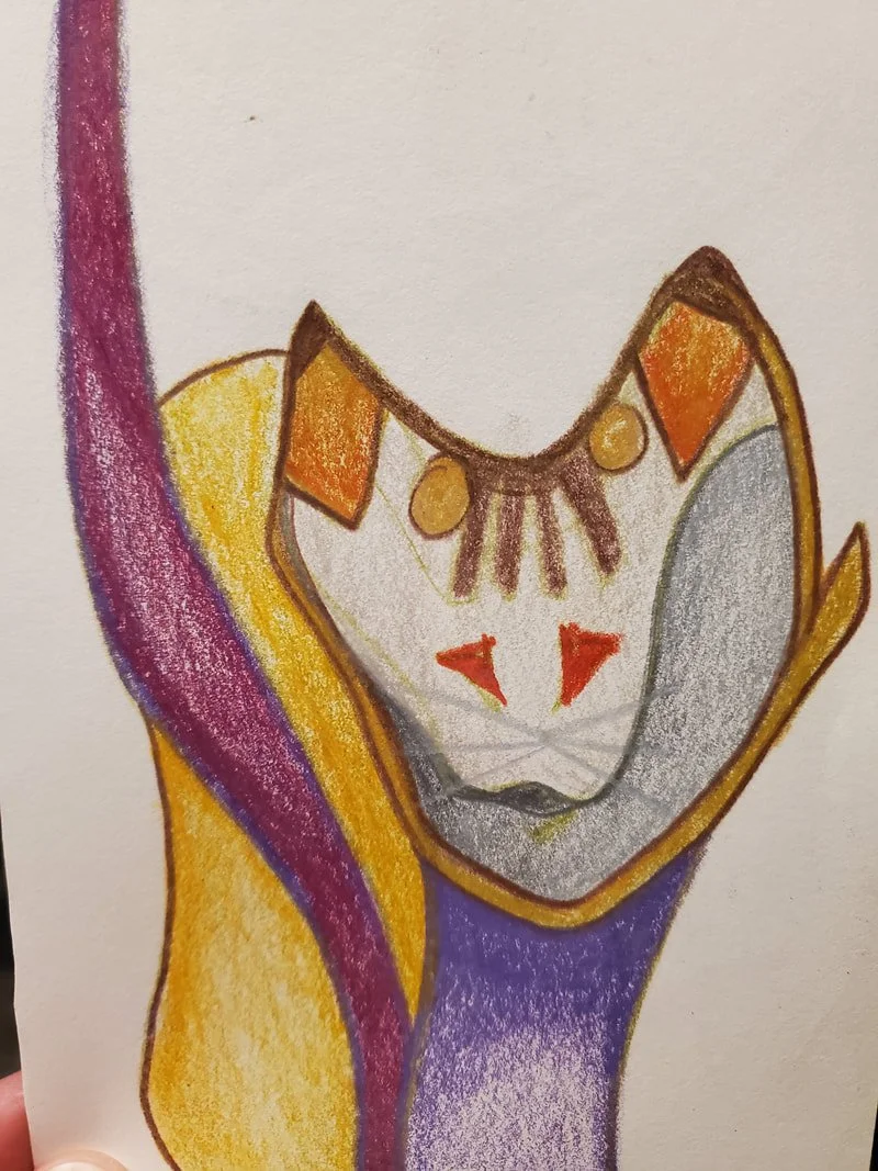 This is my invisible pet, who I call Pretty Kitty. I am autistic but also get easily overwhelmed by my surroundings. When that happens, I like to imagine Pretty Kitty sitting next to me. It calms me down. 
