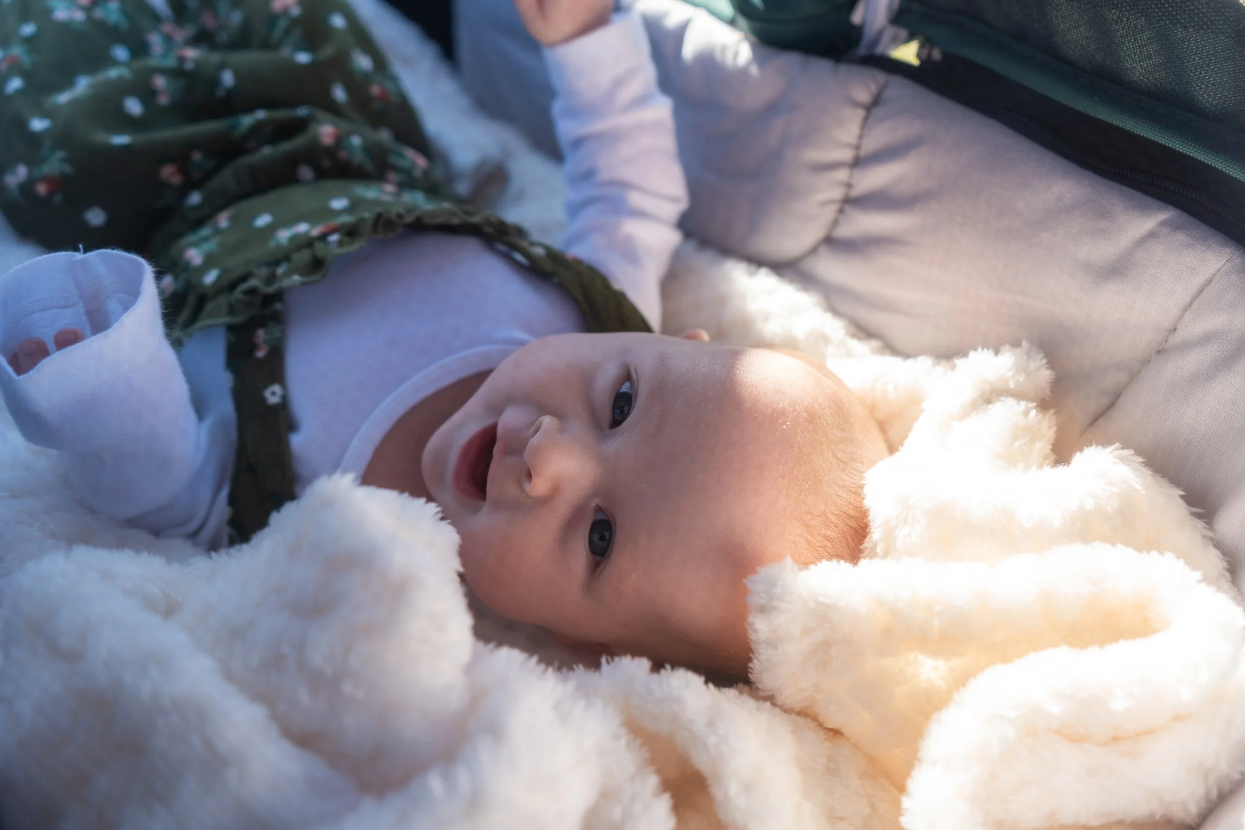 child happily laying down
