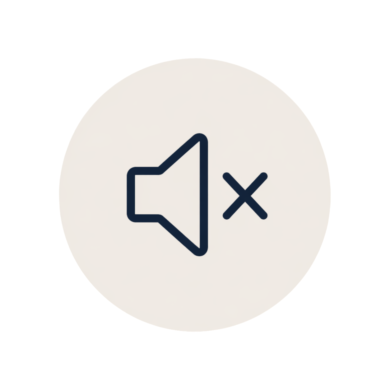 Speaker icon with an 'X' indicating muted or sound off