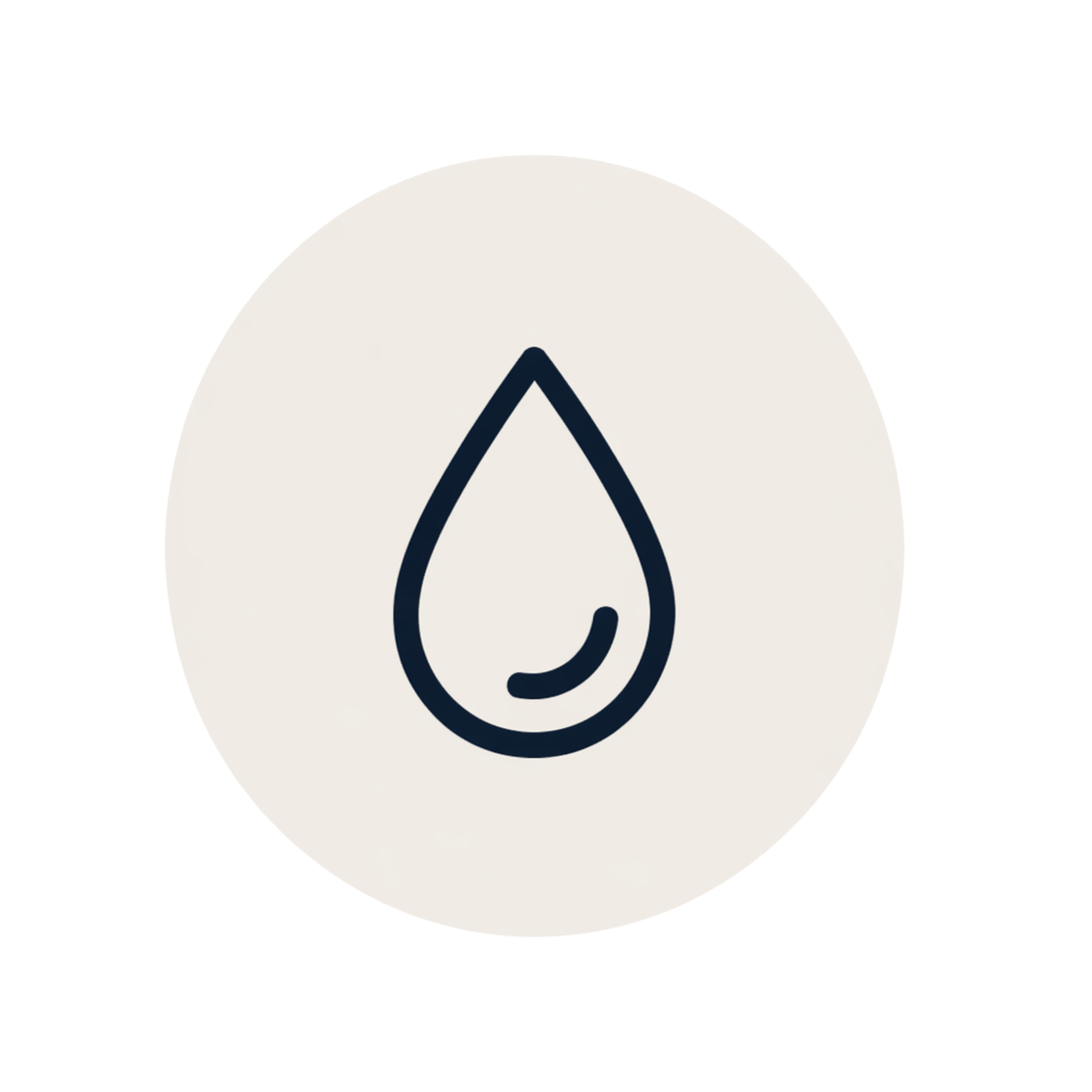 Icon of a water droplet with a smaller curved line inside, representing water or liquid.