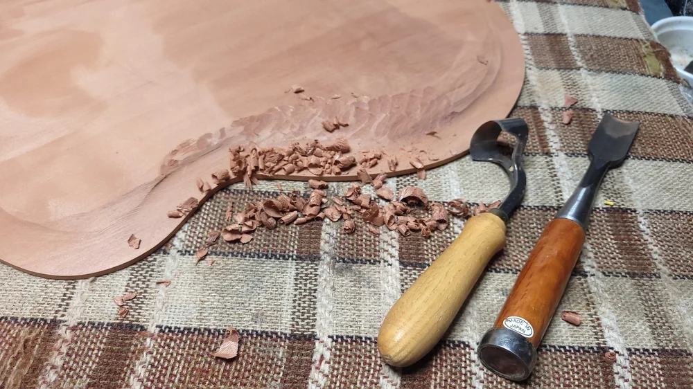 Bullfrog Archtop &mdash; carving the plates