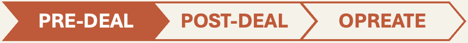 Pre-deal diligence, Post-deal VCP interventions, Operating or Interim CEO