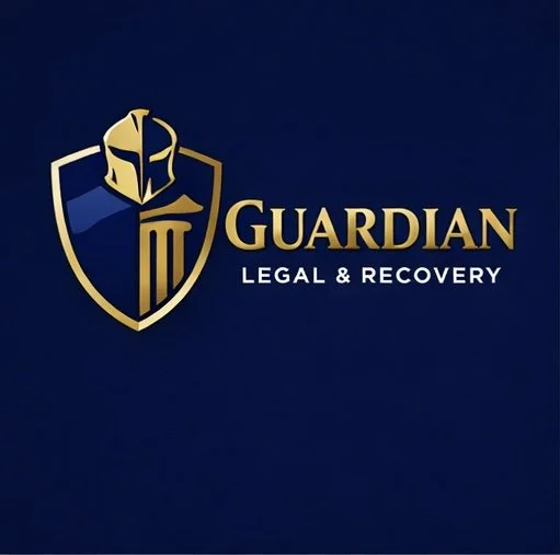 Guardian Legal & Recovery logo with a shield and a knight's helmet