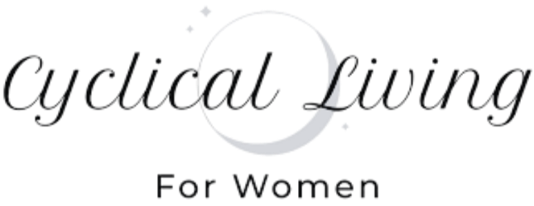 Logo with a circular element and the text 'Cyclic Living for Women'.