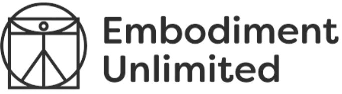 Logo of Embodiment Unlimited, featuring a stylized figure with an abstract body and head, next to the company name in bold black text.
