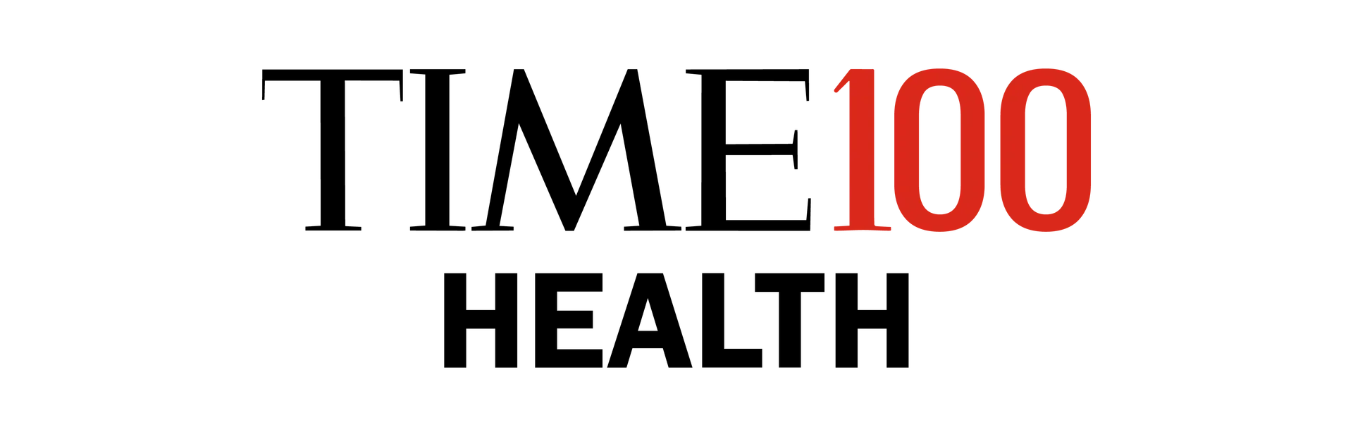 Time100 Health logo in black and red lettering