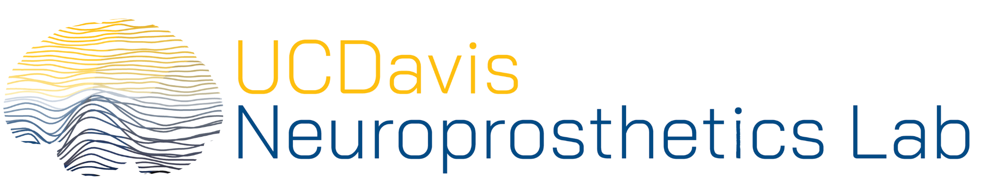 Logo of UC Davis Neuroprosthetics Lab featuring a stylized brain with colorful lines and the text 'UC Davis Neuroprosthetics Lab'.