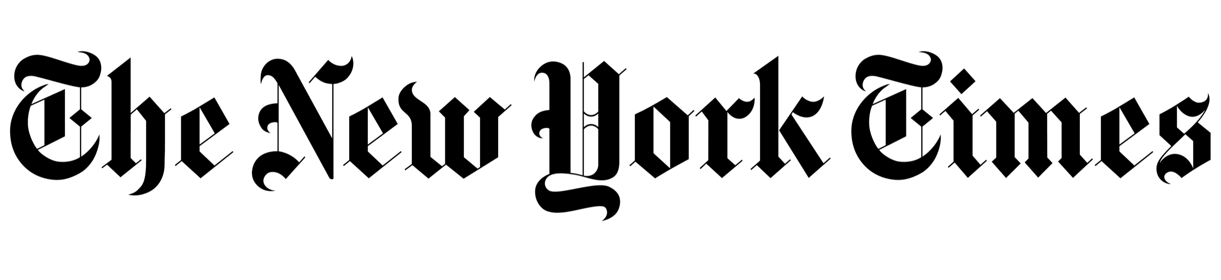 The New York Times logo in blackletter font.