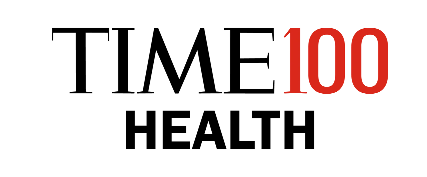 Time100 Health logo in black and red lettering