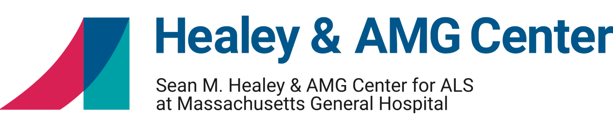Logo for Healey & AMGCenter featuring abstract overlapping teal and magenta shapes and blue text.