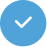 Blue circle icon with white check mark inside.