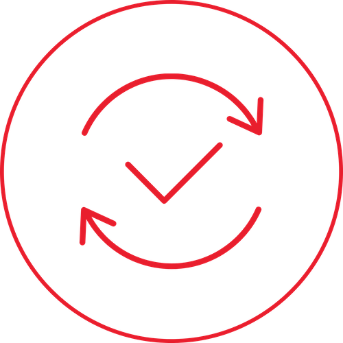 A red clock with circular arrows indicating a 24-hour cycle.