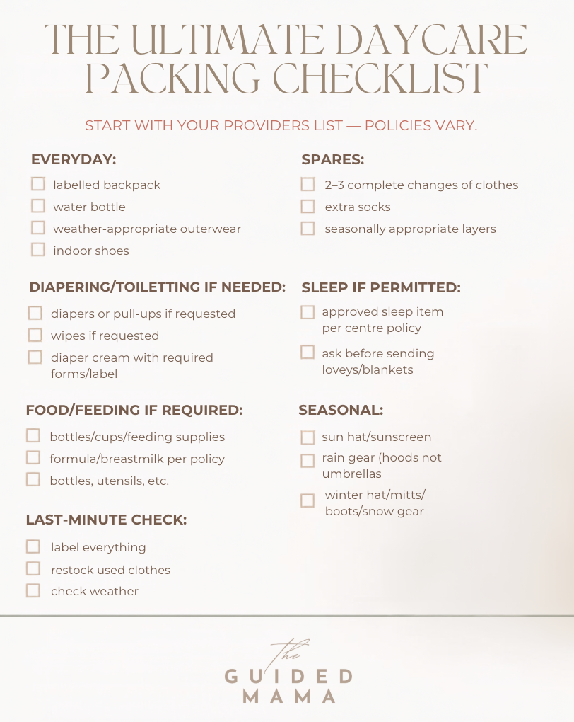 The Ultimate Daycare Packing Checklist