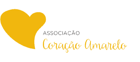 Coração amarelo ao lado do texto 'Associação Coração Amarelo' em letras cursivas amarelas.