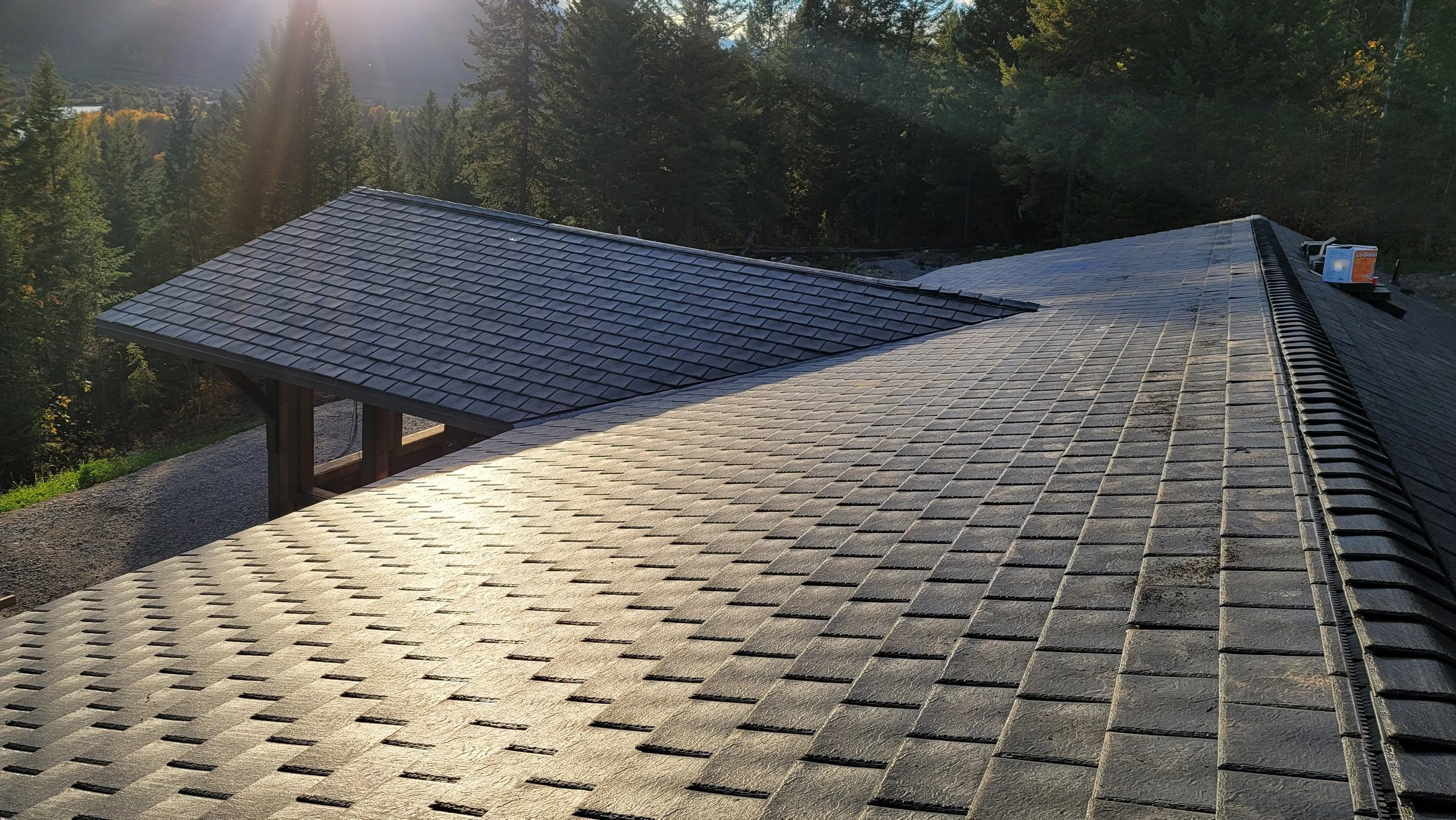 Enviroslate composite roofing.  Perfect example of a 50+ year roof.