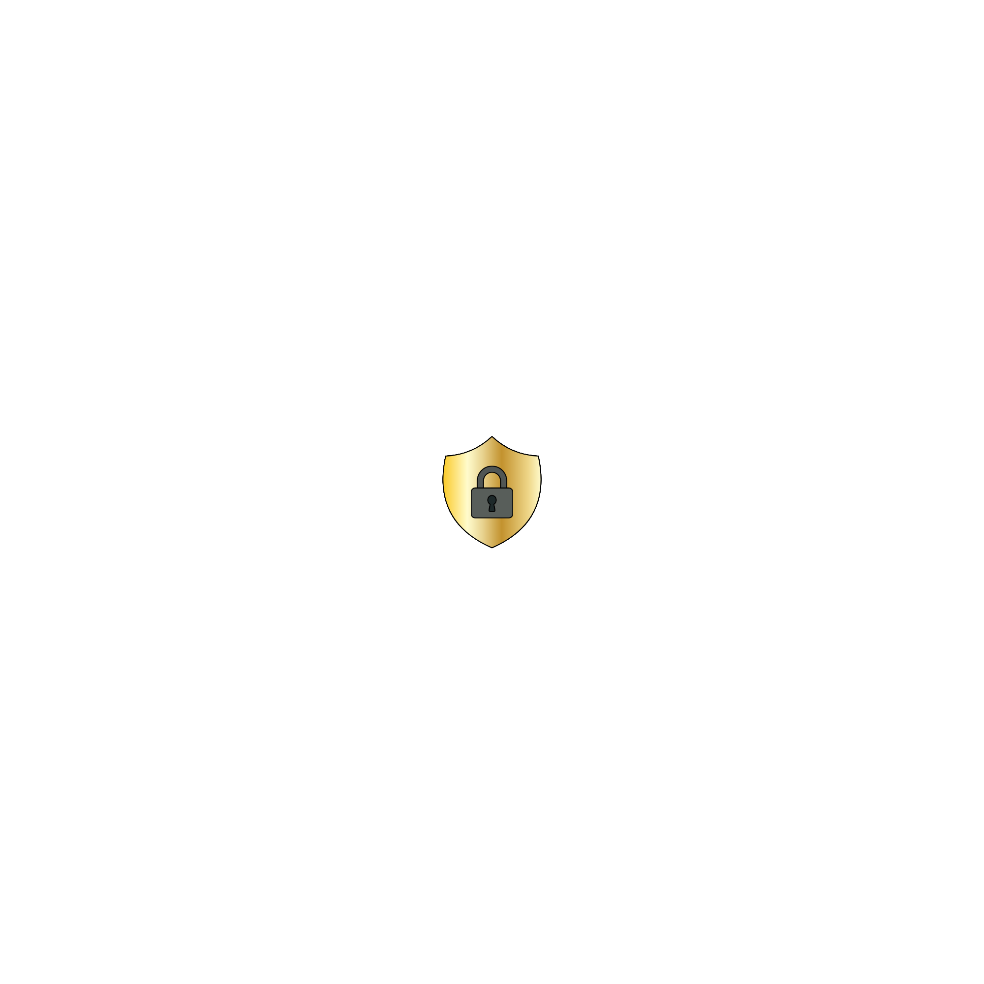 Black lock icon with a yellow shield in the center.