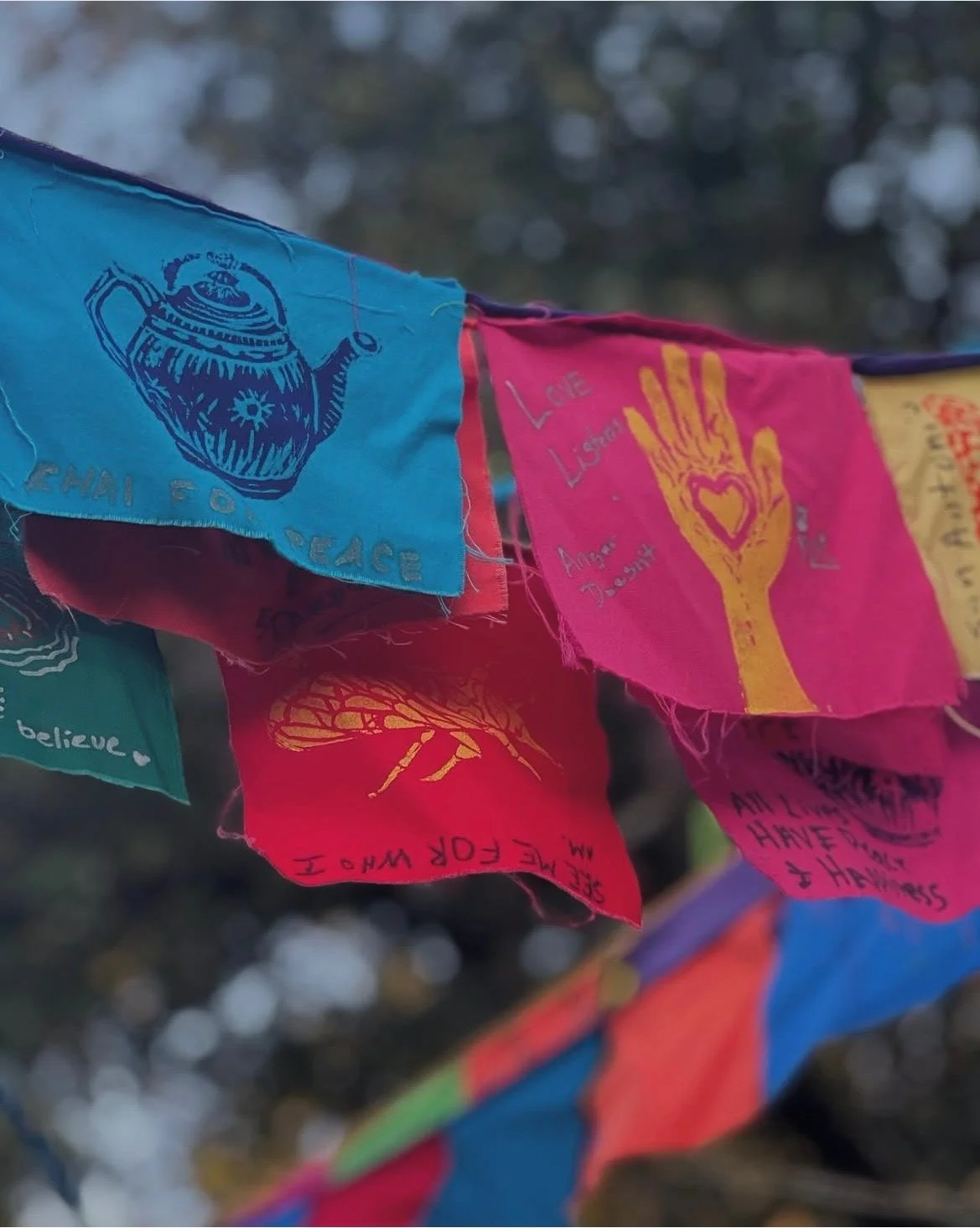 Prayer flags with Marie Catrett