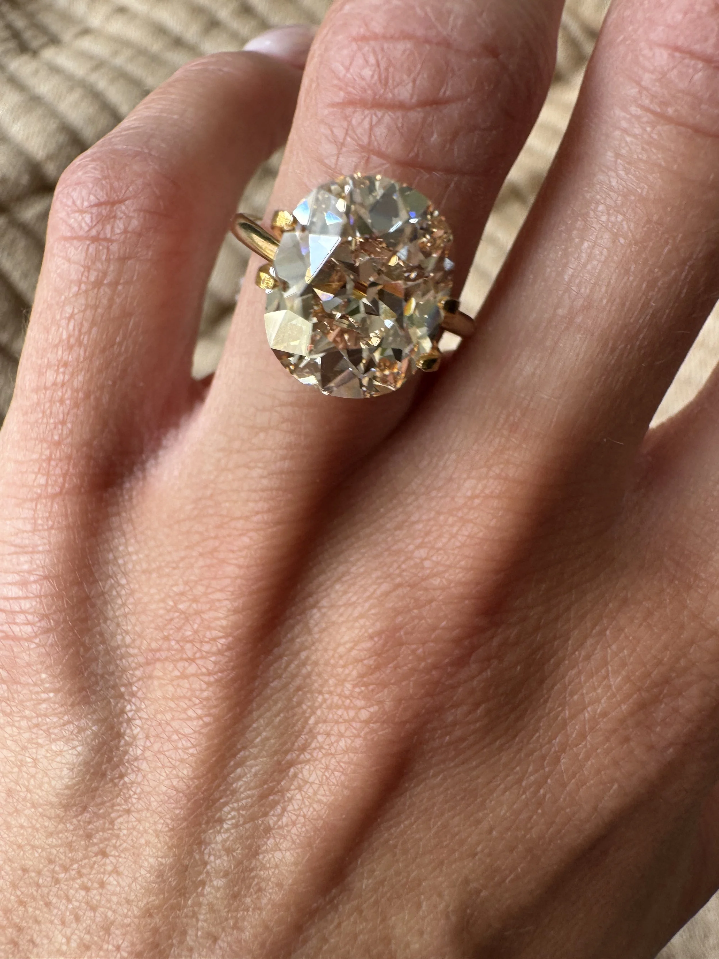 5.4 carat antique hybrid oval/cushion diamond - champagne