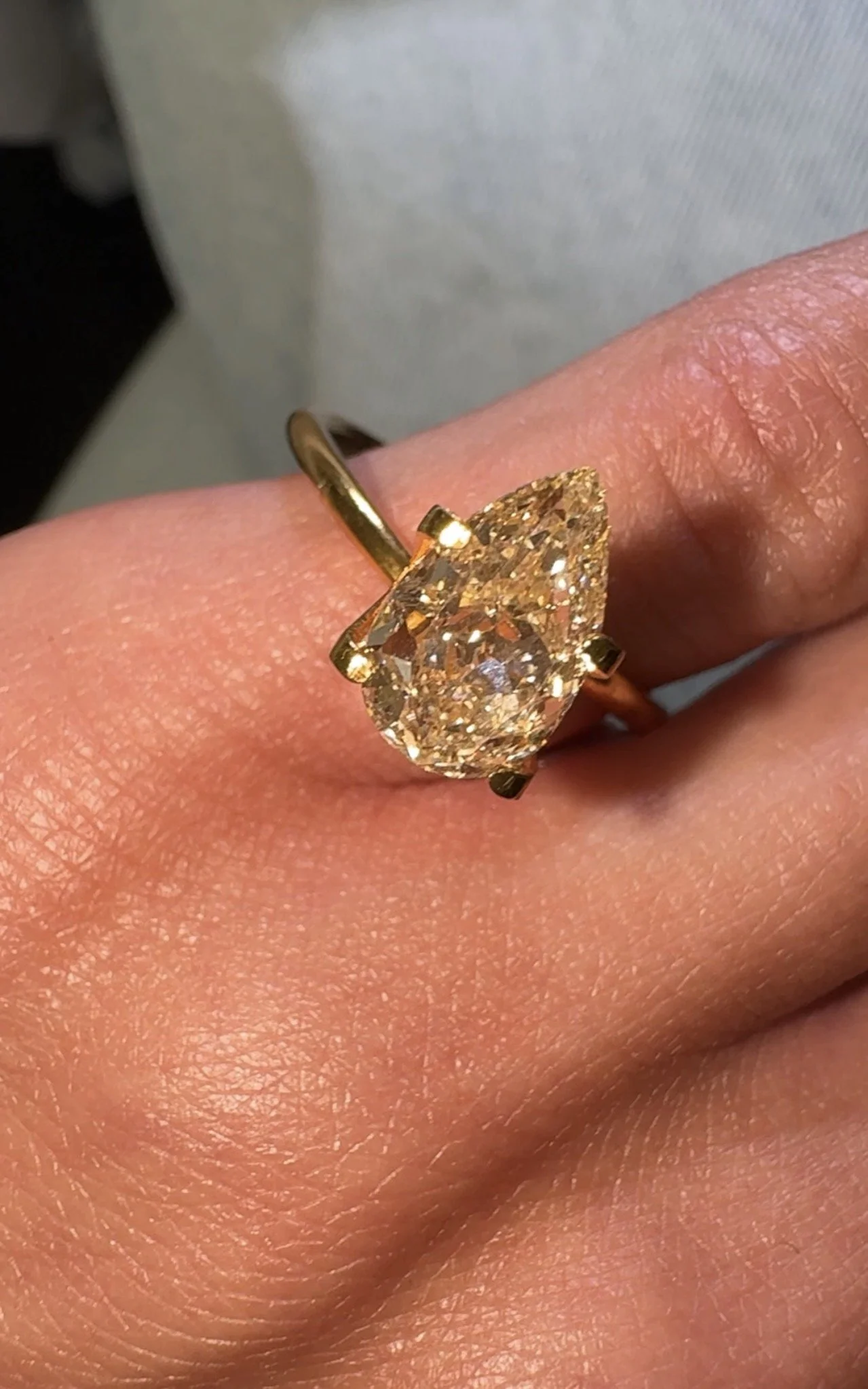 2.01 carat pear cut diamond - champagne