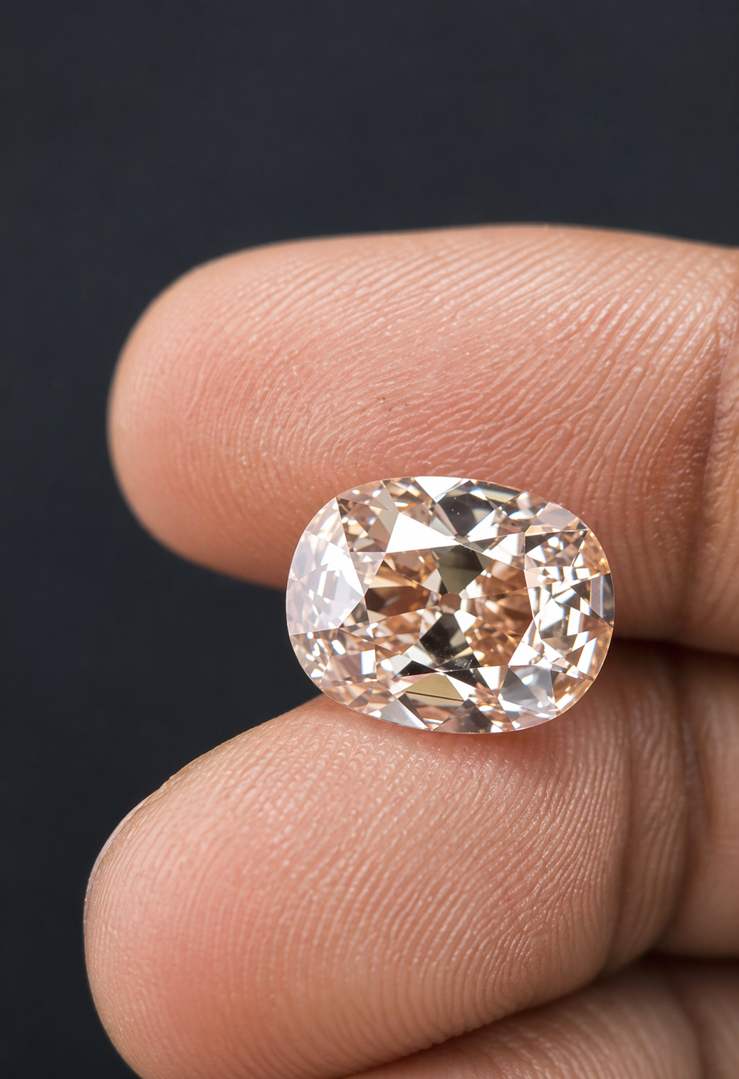 5.6 carat old mine cut diamond - champagne