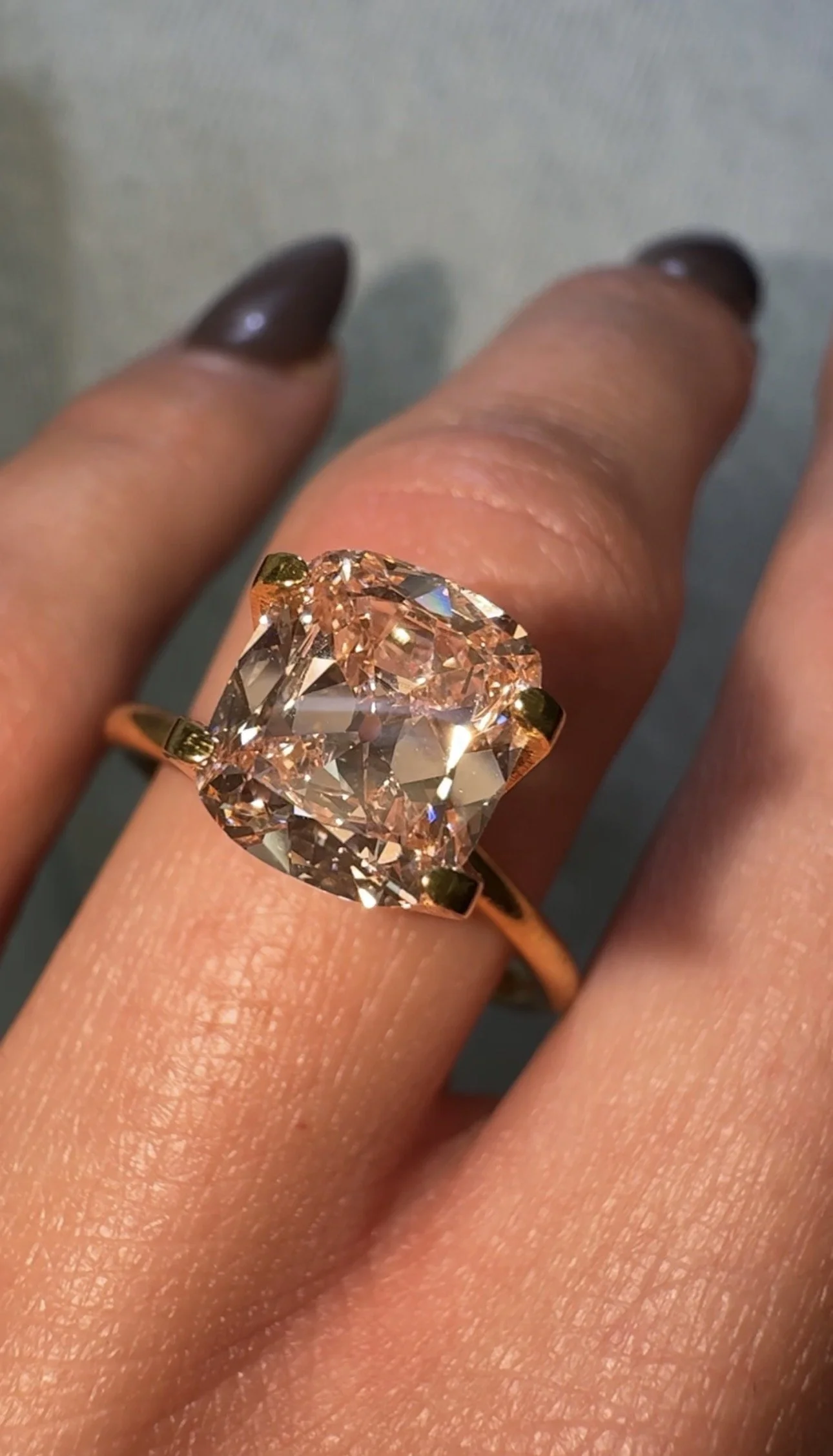 2.05 carat antique cushion cut diamond - light pink champagne