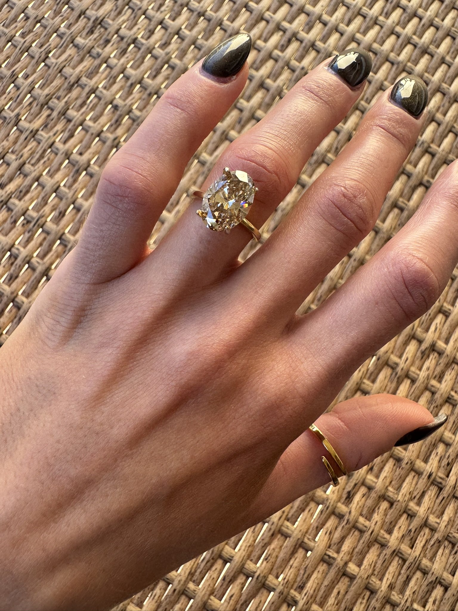 4.02 carat oval cut diamond - honey champagne